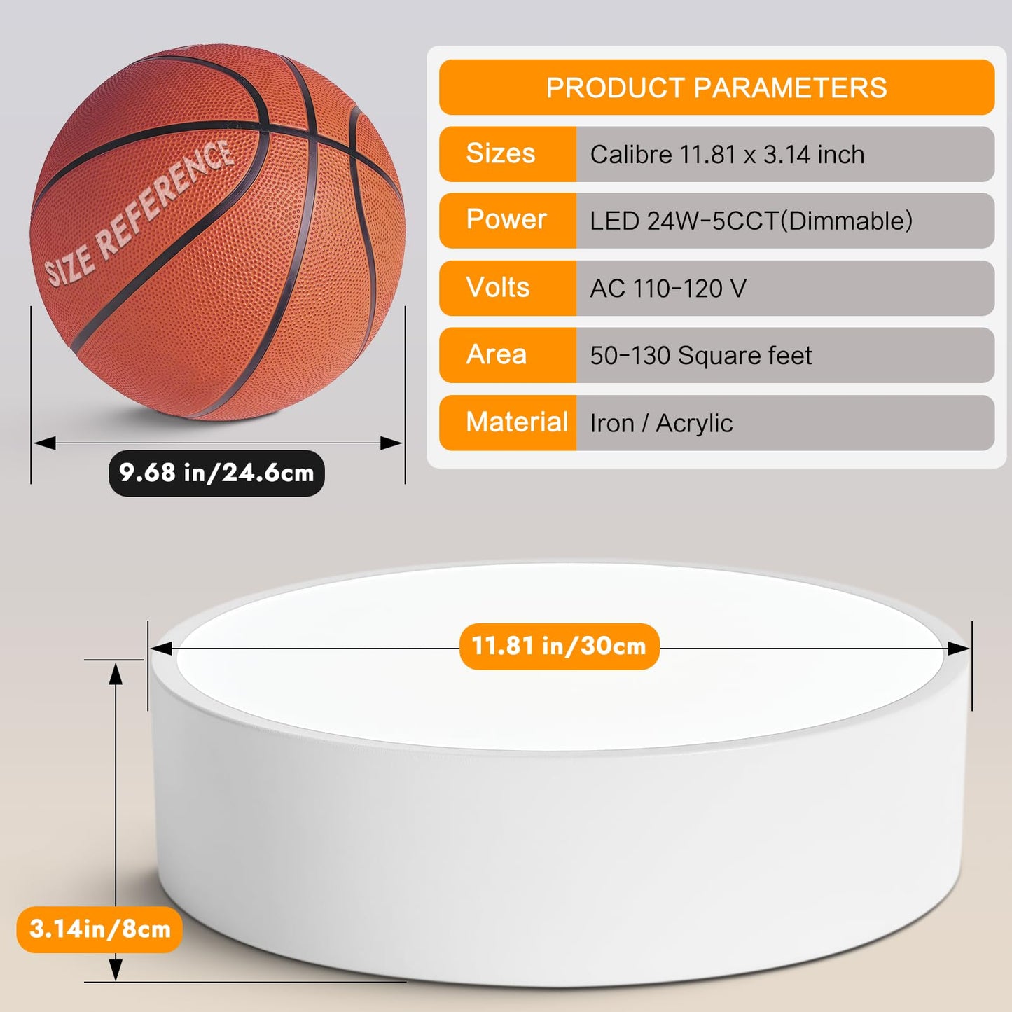 TYNCEAOL Dimmable LED White Flush Mount Ceiling Light Fixture,Modern Round Hallway Lighting Fixtures,5CCT 2700K-6000K Ceiling Lights Fixtures for Kitchen Bedroom Entryway Laundry Room Closet 11.8 Inch