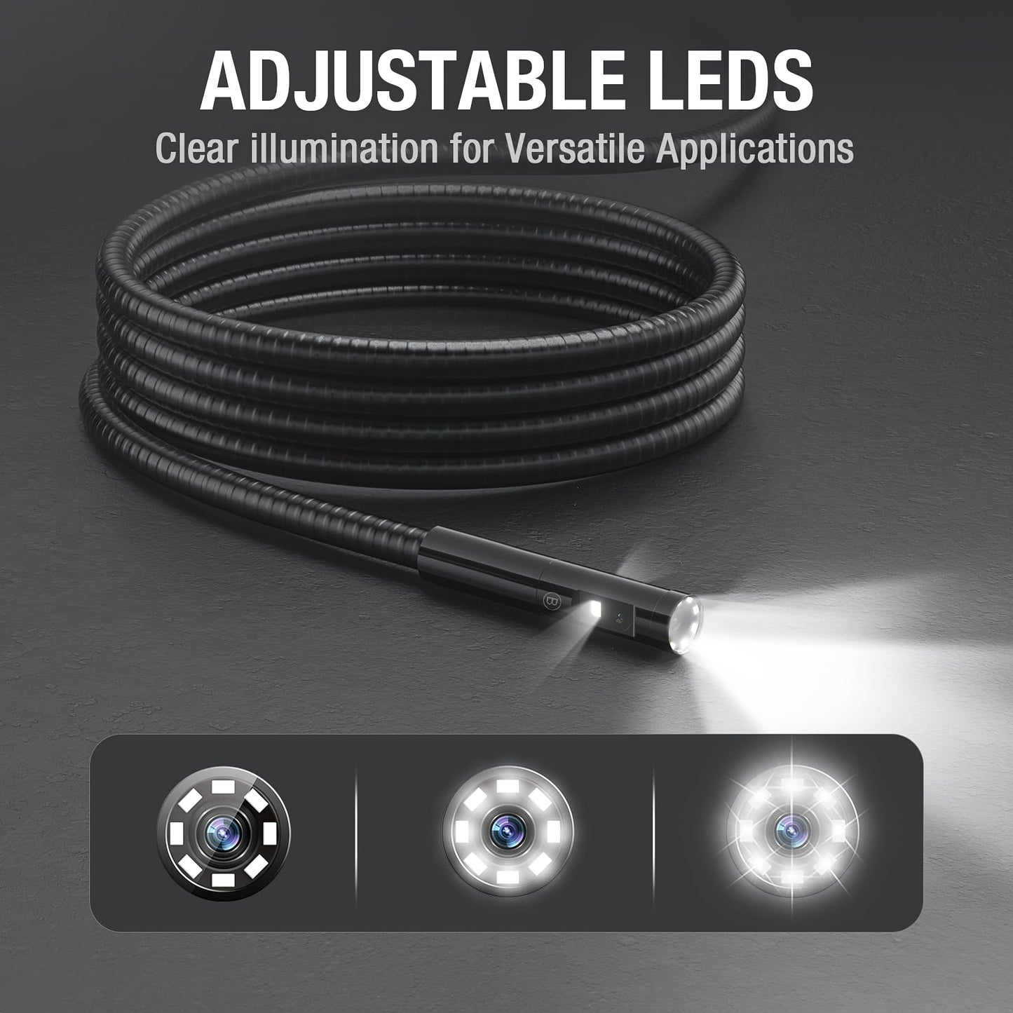 Teslong Endoscope Replacement Cable with Light, Triple Lens Inspection Camera 7.9mm/0.3inch Waterproof Probe Compatible with NTS500, NTS300(10FT)