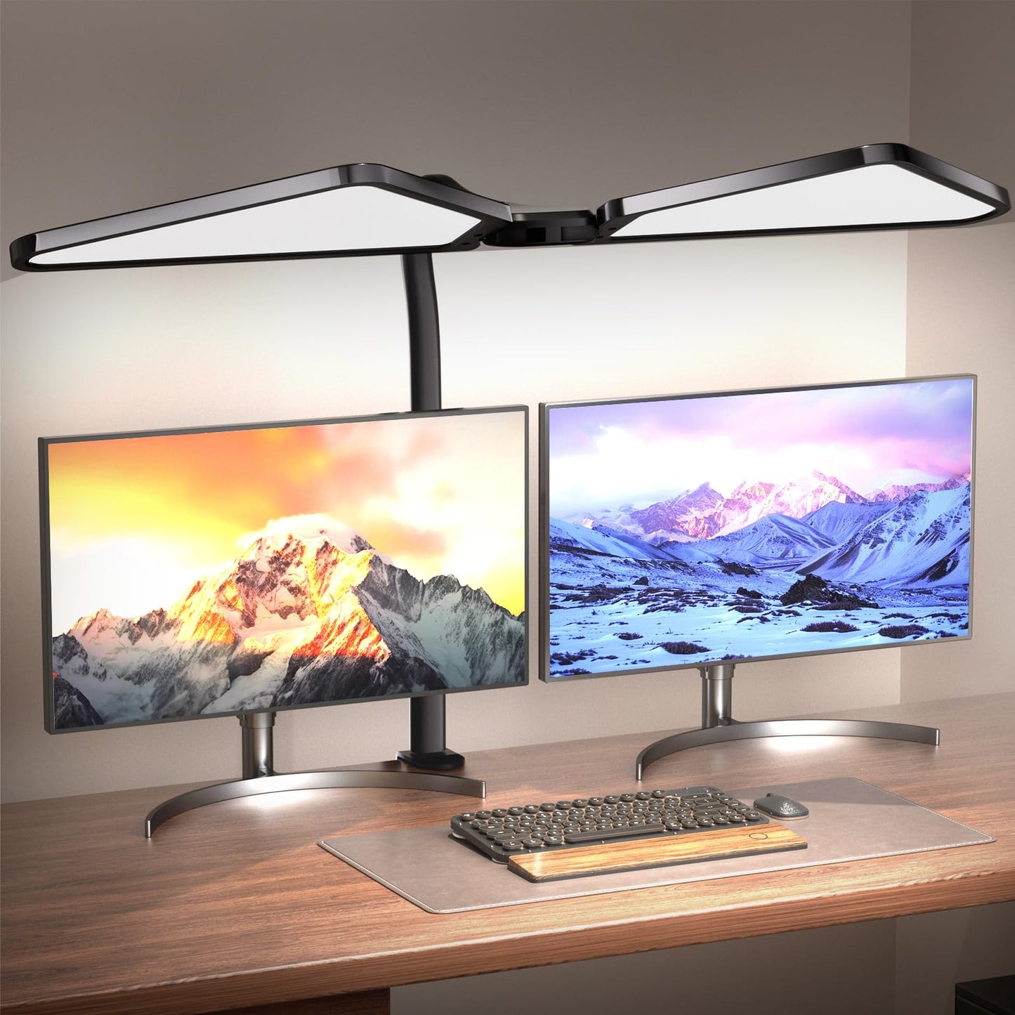 Ultra-Large Dual-Source Clamp-On Gooseneck Desk Lamp | 5000 Lumen LED Study Light with Flexible Arms, 5 Brightness & 4 Color Modes for Home Office/Reading/Gift