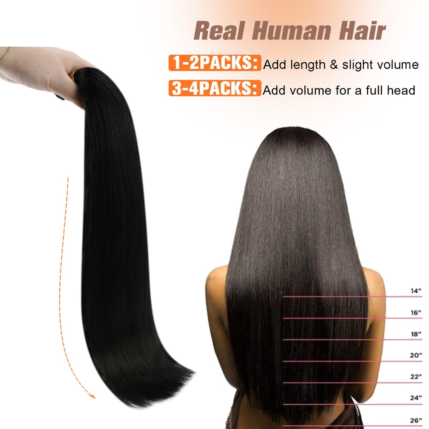 Sunny Hair Long I Tip Hair Extensions Black 24inch I Tips Hair Extensions Jet Black Itip Human Hair Soft I Tip Extensions for Women Tip Hair Extensions Hair for Wedding 50G