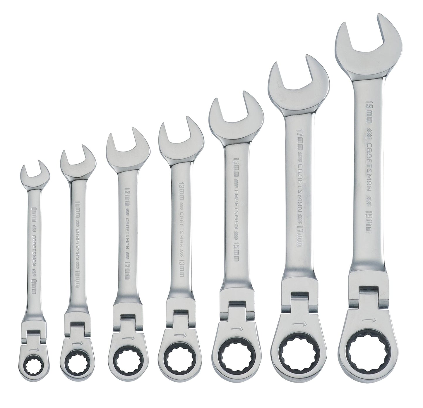 CRAFTSMAN Ratchet Set, 7-Pack, 72-Tooth, 180 Degree Flexi Head Design, Solid Chrome Finish (CMMT87009)