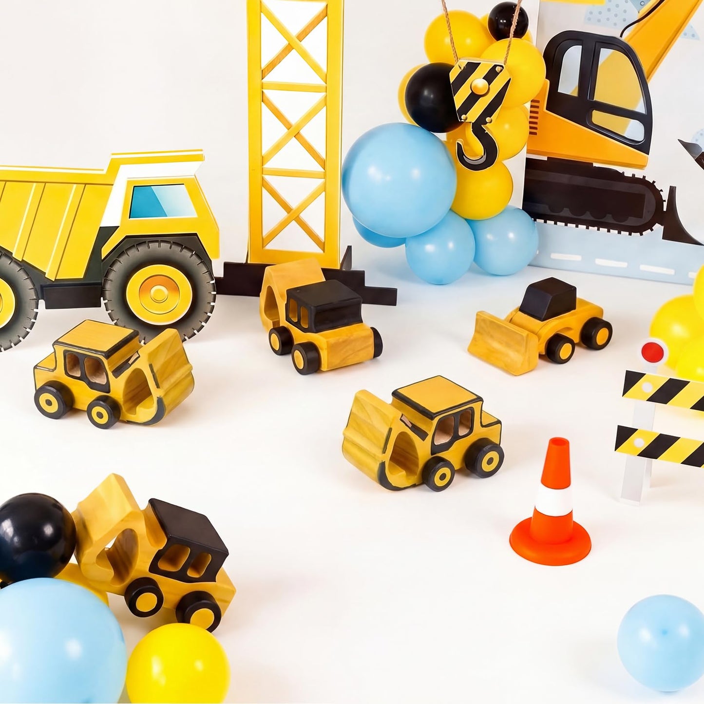 Arrowbash 12 Pieces Construction Crafts Wooden Excavator Truck Crafts Kit DIY Unfinished Wooden Painting Excavator Truck Party Favors for Construction Birthday Party Home Activities Easy Supplies