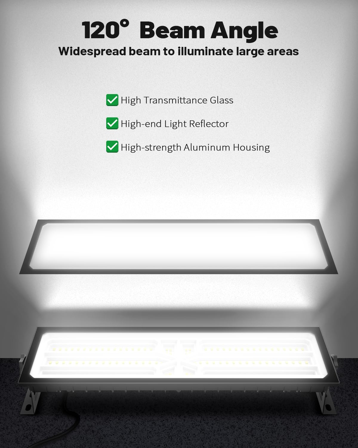 AGranTOP 2 Pack Linkable LED Shop Light (Built-in Outlet) - 100W 15000LM Aluminum Plug in Garage Light w/ 9.84ft Power Cord and On/Off Switch, 6000K Shop Lights for Garage, Workshop
