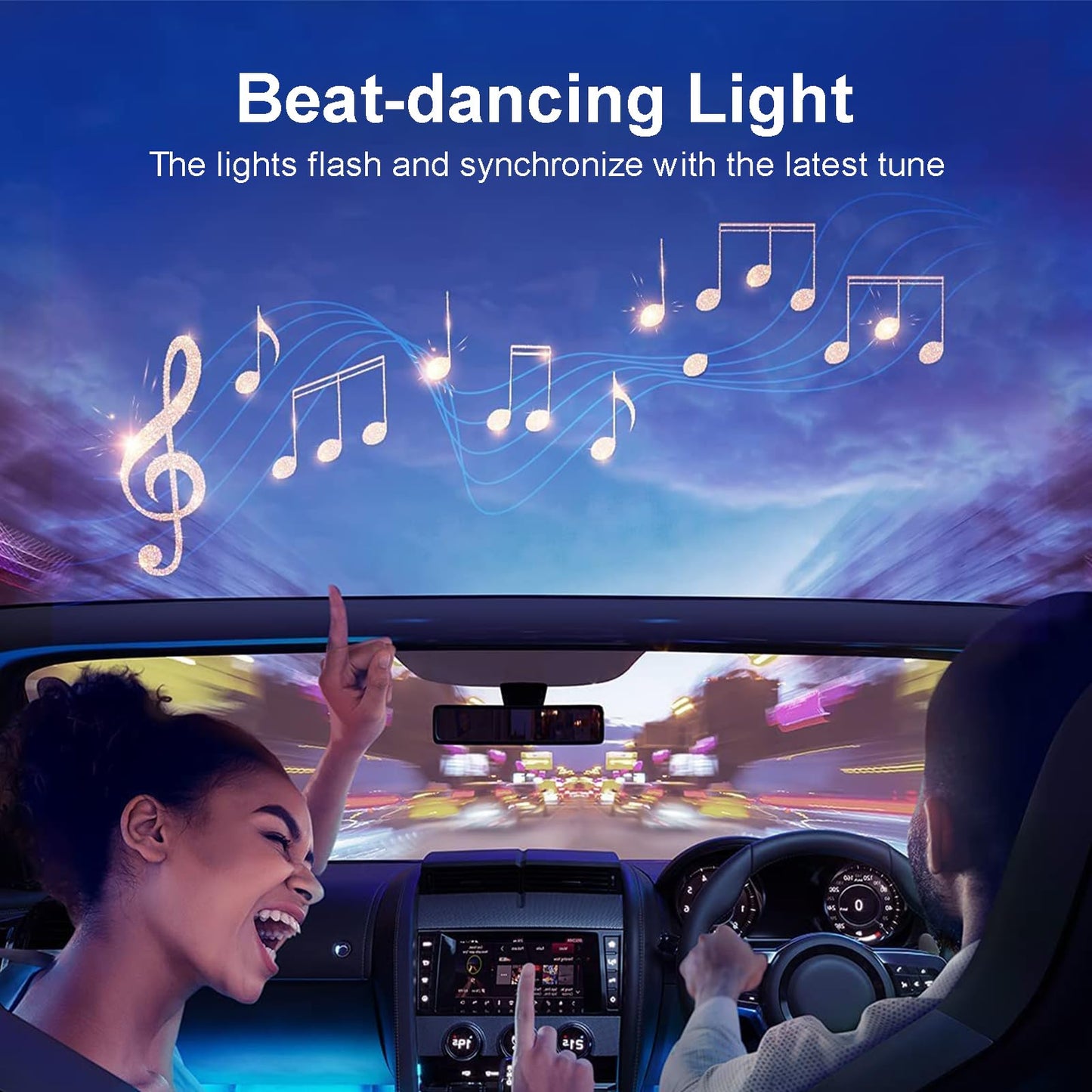 Car-Ambient-Lighting-Kit,RGB 18 in 1 256 LED with Wireless APP DIY Modes Acrylic Interior Car LED Strip Light