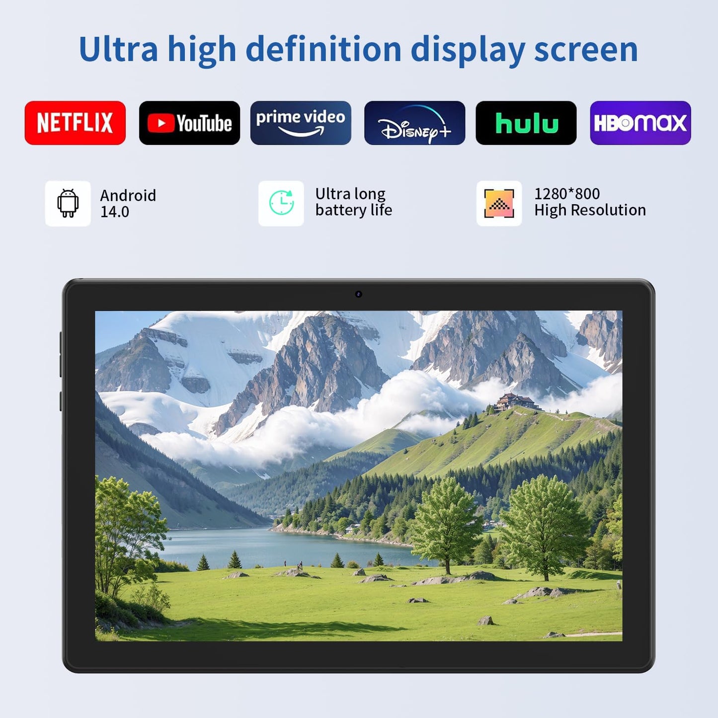 2 in 1 10GB+64GB Tablet 10.1 inch Android 14 Tablet Set Tablets with Keyboard Case wireless Mouse Stylus Screen Flim 10.1 IN 1280*800 HD Touch Screen 8MP Dual Camera Games Tab Wi-Fi BT Tableta PC