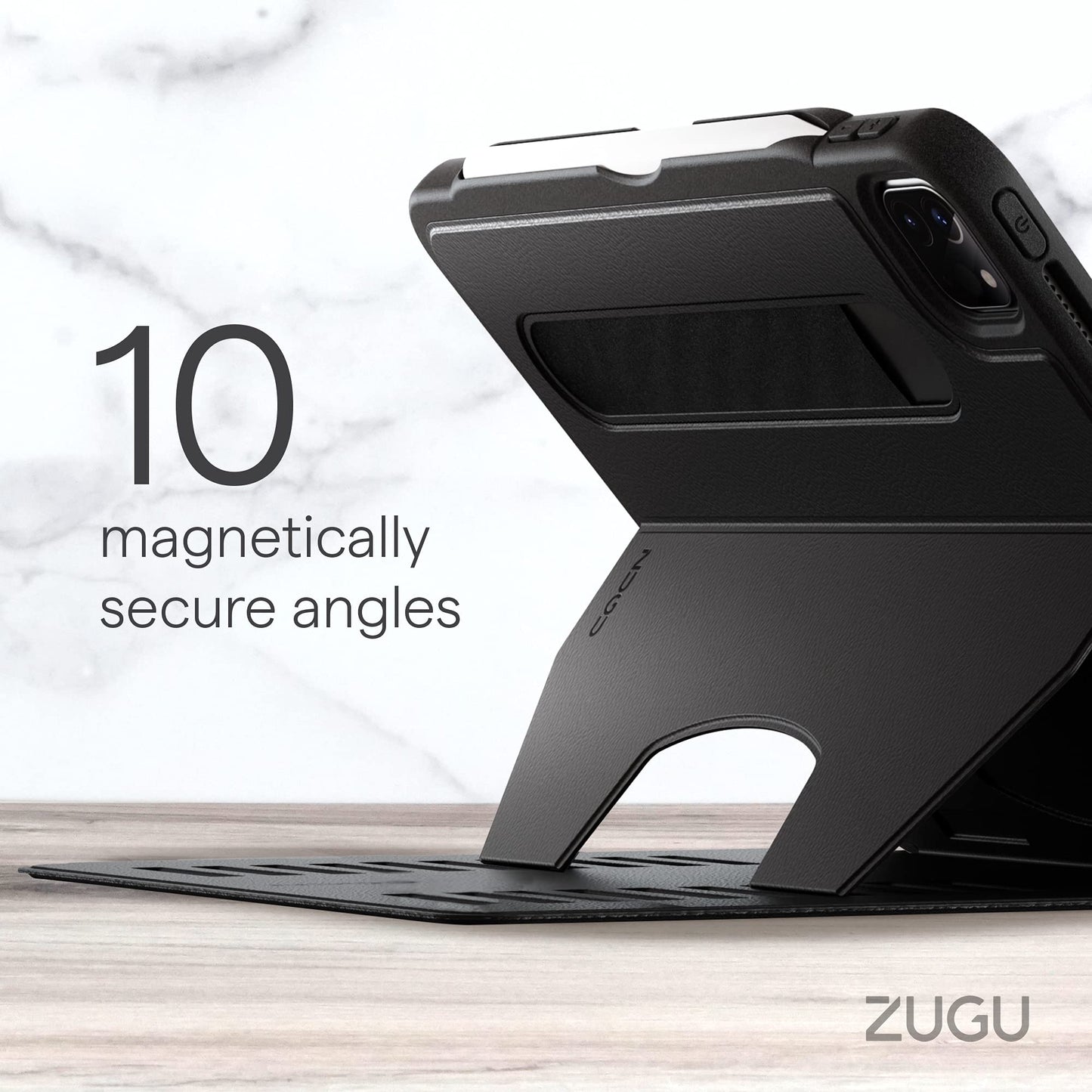 ZUGU Case for iPad Pro 12.9 Case 5th / 6th Generation Case 2021/2022 | Slim Protective Case with Wireless Apple Pencil Charging | Magnetic Stand & Sleep/Wake Magnetic Cover | Stealth Black