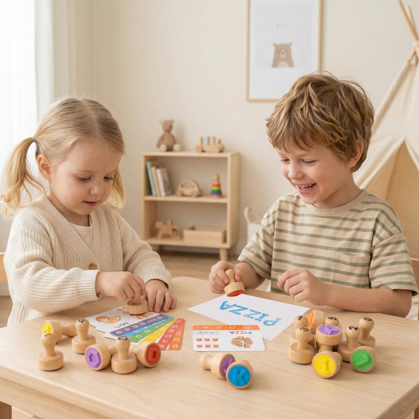 Busy edition Alphabet Number Stamps for Kids