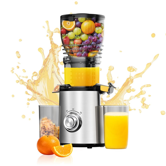 Cold Press Juicer Machines - 5.8" Wide Feed Chute, Easy To Clean, Slow Masticating Juicer Machines for Vegetable and Fruit, 300w Compact Juicers High Juice Yield
