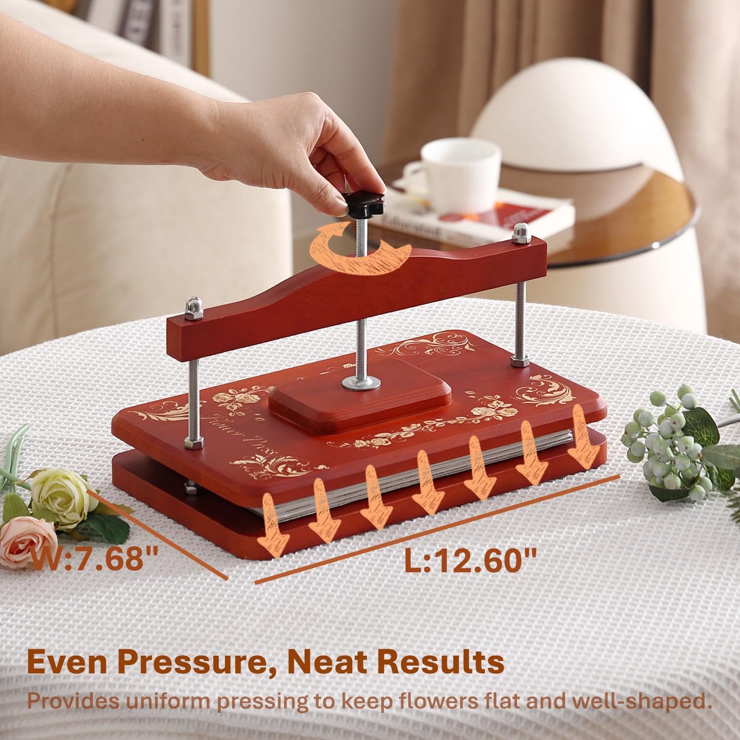 Nuvograin Red Pine Flower Press Kit,Easy One-Step Wooden Plant Press,10 x 6 inch Flower Presser for Kids & Adults, Great for Thanksgiving & Christmas Gifts