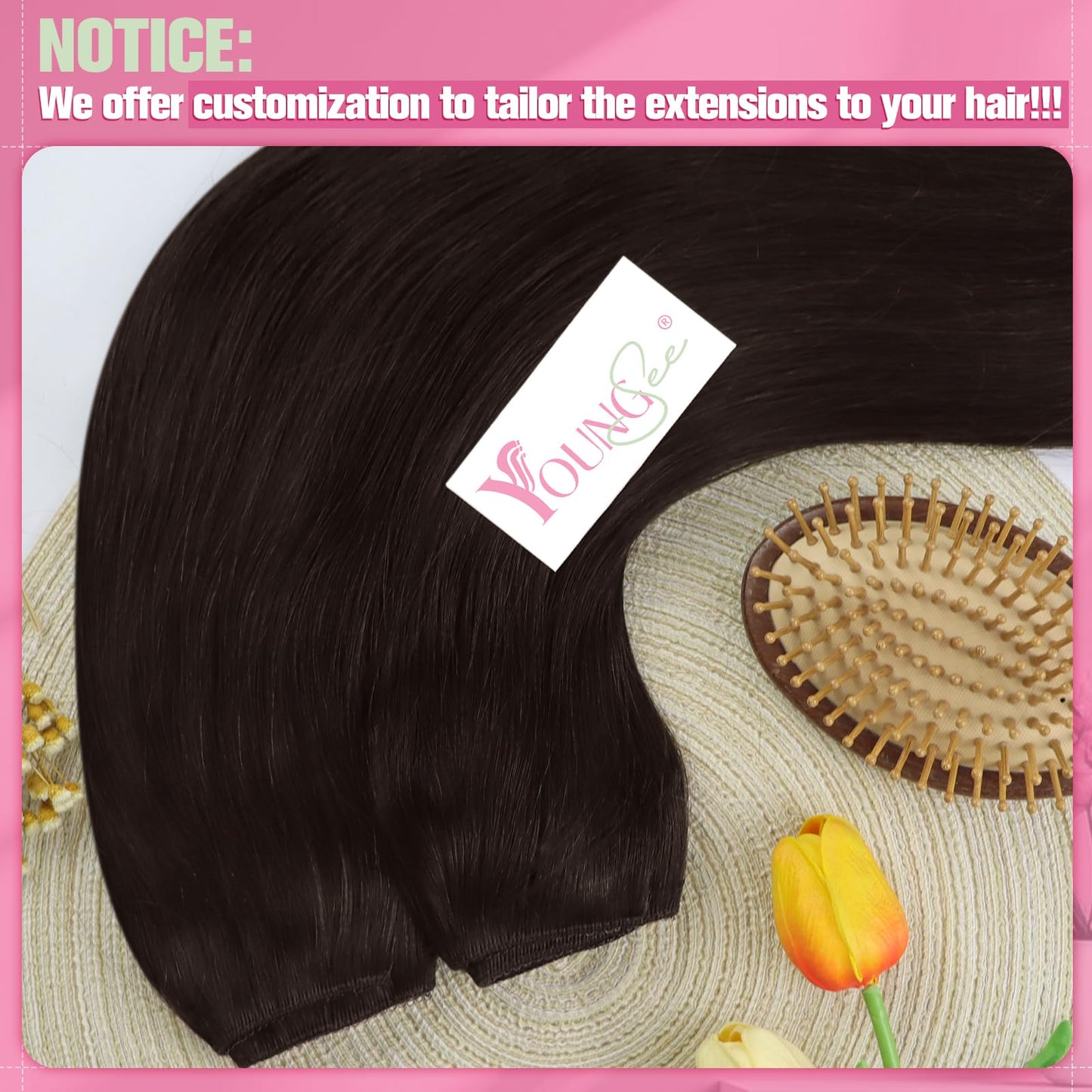YoungSee Wire Human Hair Extensions Brown Wire Hair Extensions Real Human Hair Brown Wire Hair Extensions Human Hair Darkest Brown Hair Extensions for Women Easy-to-wear Human Hair Extension 100G 20In