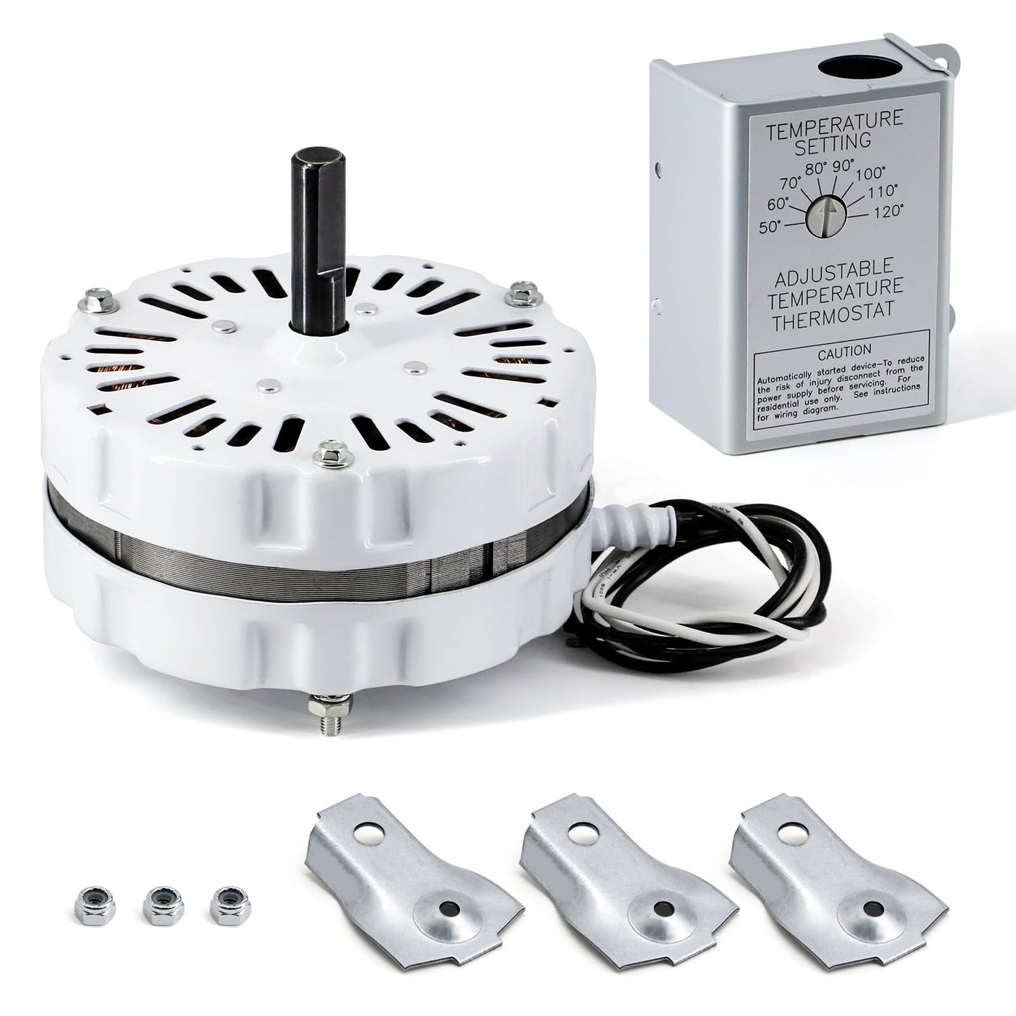 Aibabcue F0510B2944 F0510B2497 Power Vent Attic Fan Motor & 58033 Adjustable Thermostat Control Kit Replacement for Lomanco Lomancool 2000, 1800 Series