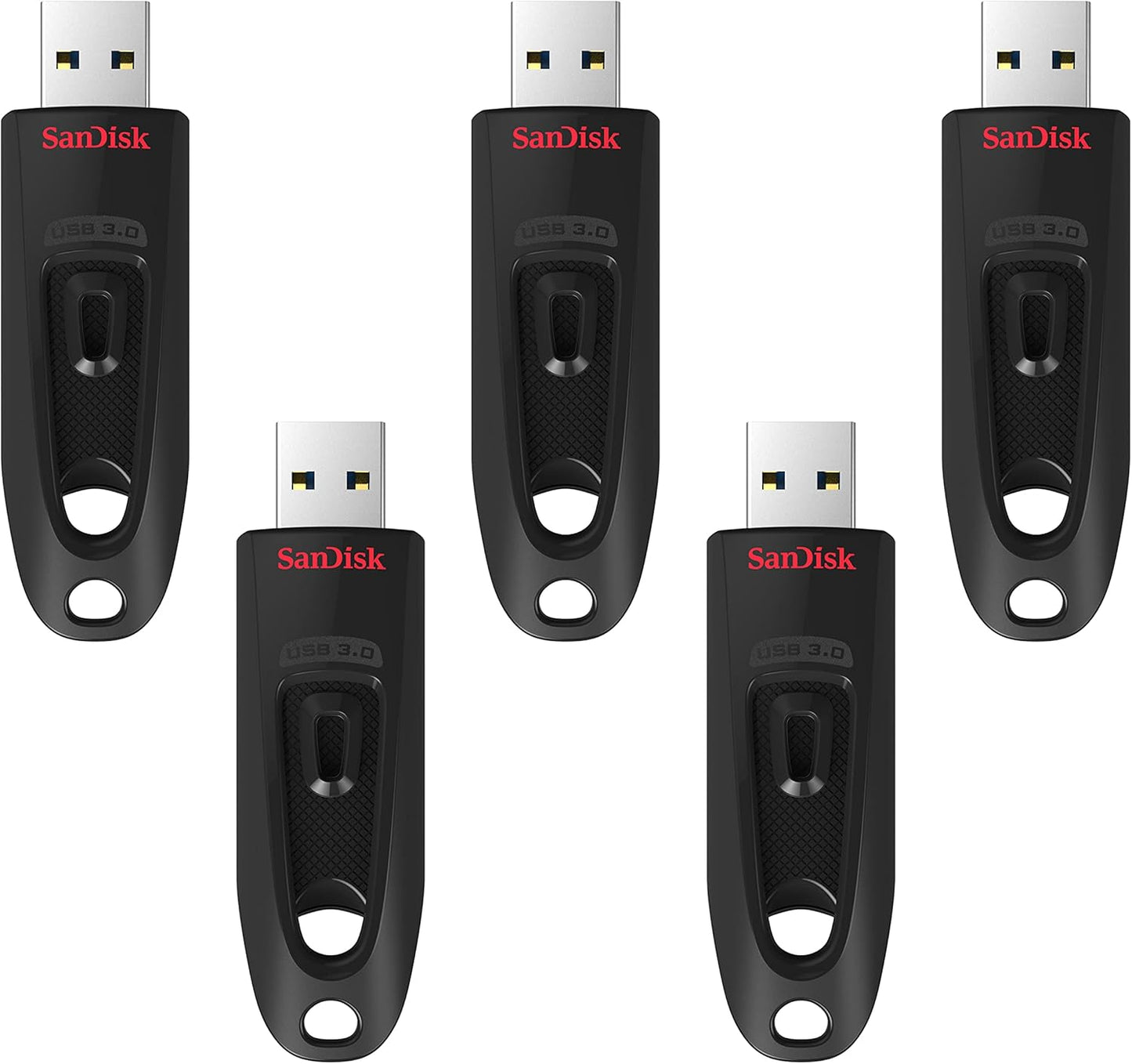 SanDisk 128GB 5-Pack Ultra USB 3.0 Flash Drive (5x128GB) - SDCZ48-128G-B5CT, Black