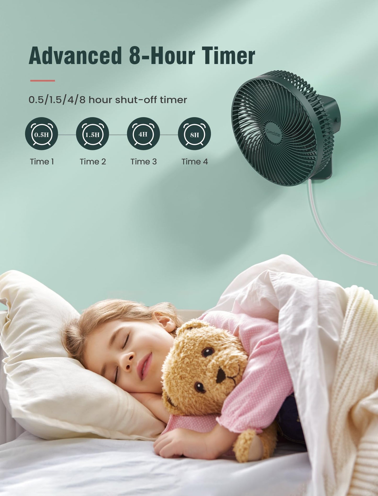 10-Inch Wall Mount Oscillating Fan with Remote and Timer, Small RV Fan with Powerful 4 Speeds, 90° Oscillation,60° Adjustable Tilt, 5.92 ft Wire, Quiet Corner Fans for Bedroom, Indoor Bathroom