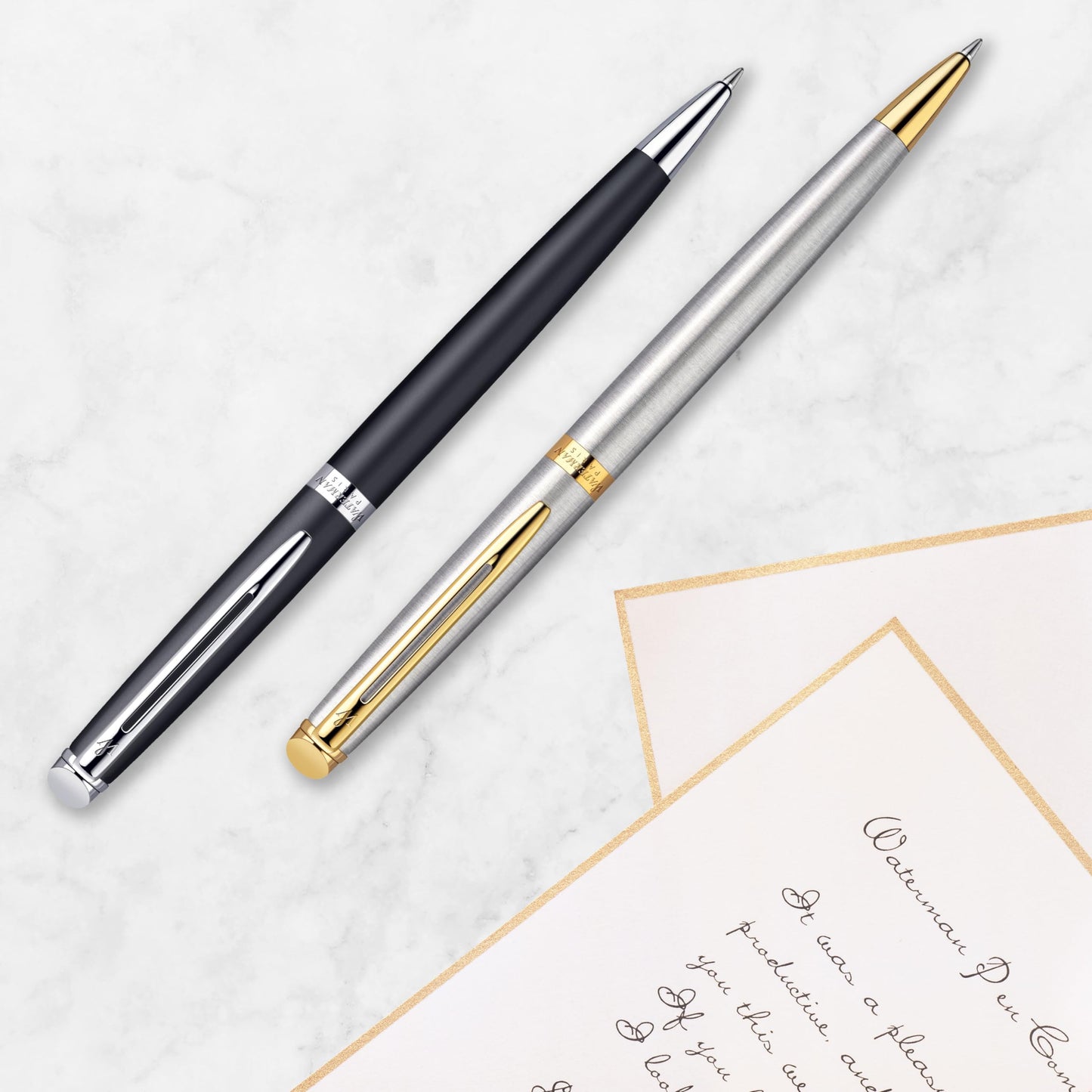 Waterman Hémisphère Ballpoint Pen | Stainless Steel with Chrome Trim | Medium Point | Blue Ink | Gift Box