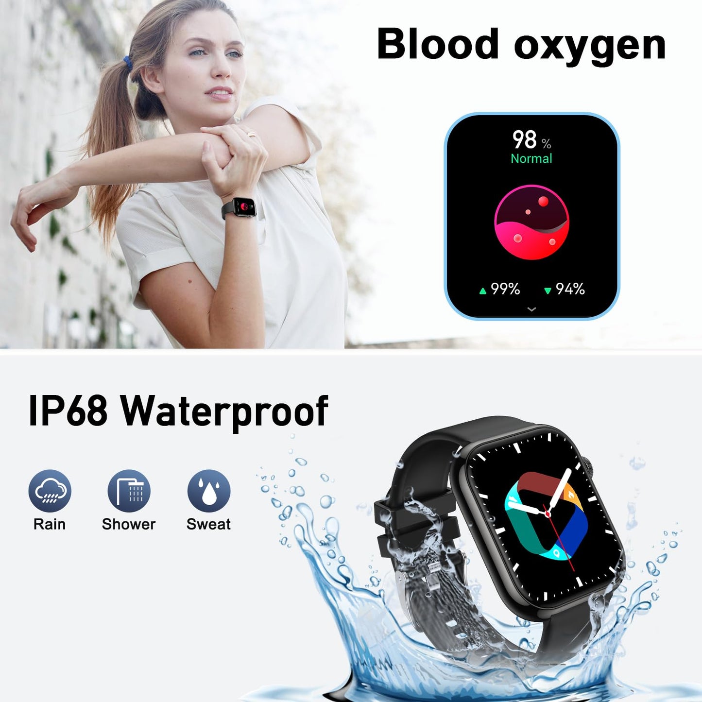 Smart Watch for Men Women Fitness: Waterproof Make/Answer Call Smart Watches for Men Digital Mens Watches Running Step Tracker Smartwatch Android Phones iPhone Samsung Compatible Heart Rate Monitor