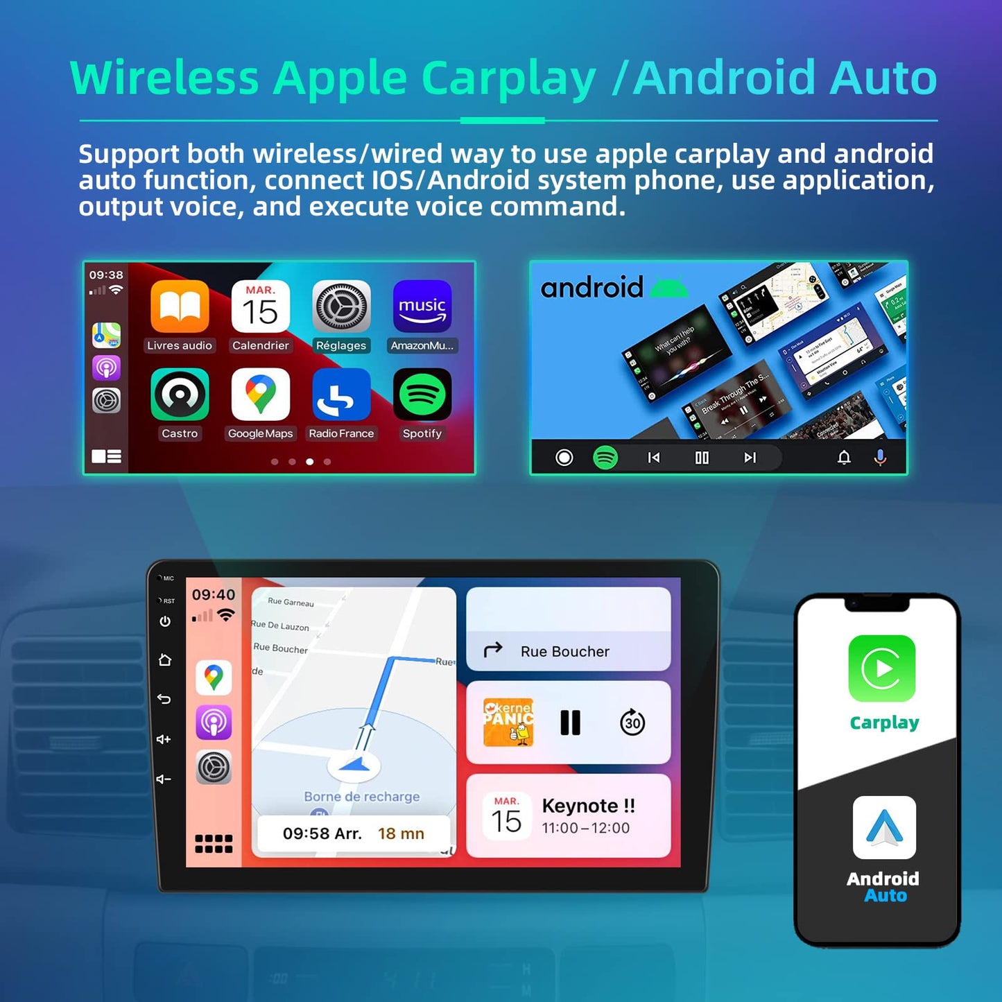 Podofo Car Stereo for Honda Civic 2006-2011 with Wireless Apple Carplay Android Auto,10.1 Inch Android Touchscreen Car Radio with GPS,Bluetooth,FM/RDS Radio,Mirror Link,HiFi + AHD Backup Camera 2G+64G