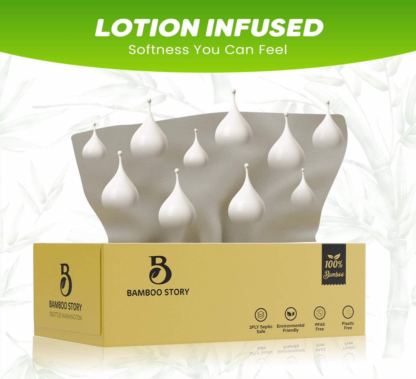 Bamboo Story Bamboo Facial Tissues, Lotion Soft, 3-Ply Unbleached & Chemical-Free 120 Sheets/Box, Hypoallergenic for Sensitive Skin, FSC Certified, Plastic-Free, PFAS-Free, 100% Bamboo Tissues (12)
