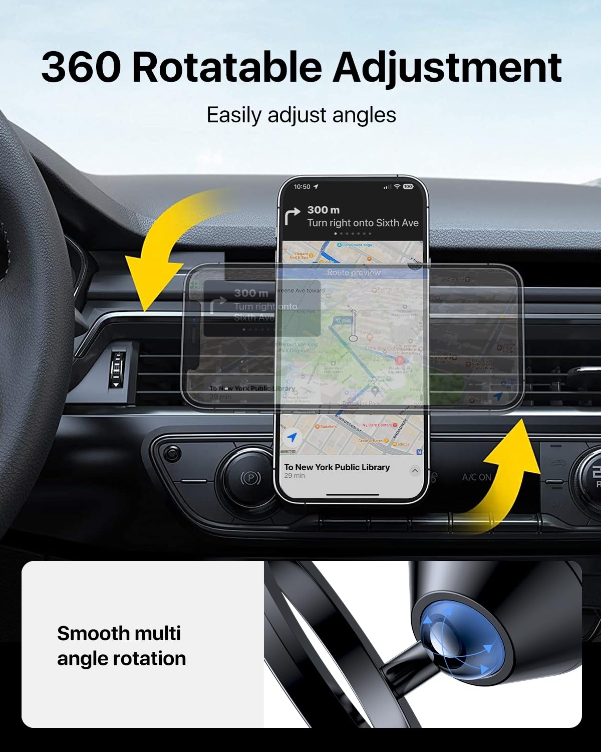 andobil for Magsafe Car Mount [Strongest Magnet, Easy Installation] All Metal Magnetic Cell Phone Holder Car, 360° Air Vent Car Phone Mount, Fits for iPhone 16 Pro Max 15 14 13 12, and MagSafe Cases