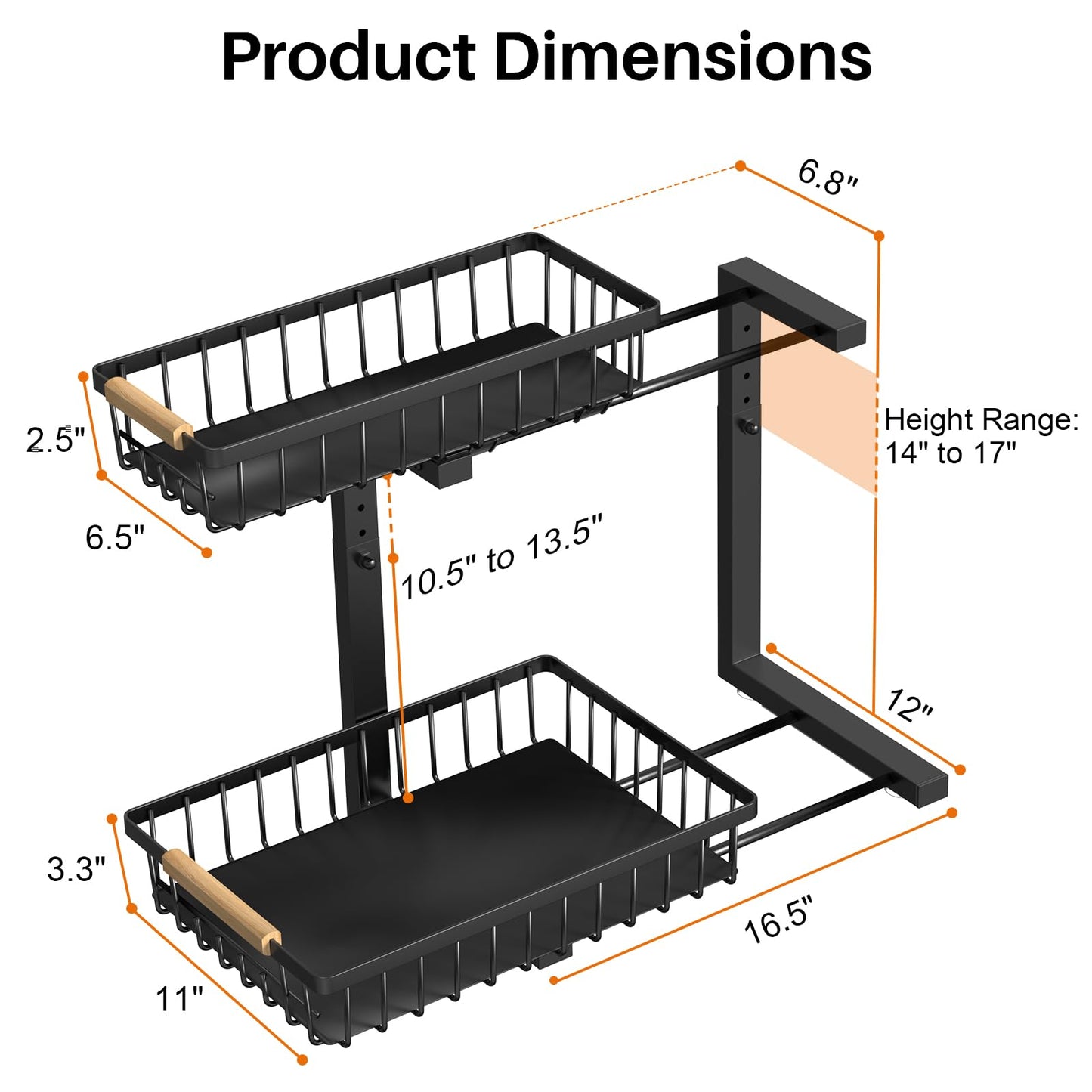 REALINN Under Sink Organizer, 2 Pack Height Adjustable Under Sink Organizers and Storage, 2 Tier Pull Out Drawer Cabinet Storage for Kitchen Bathroom