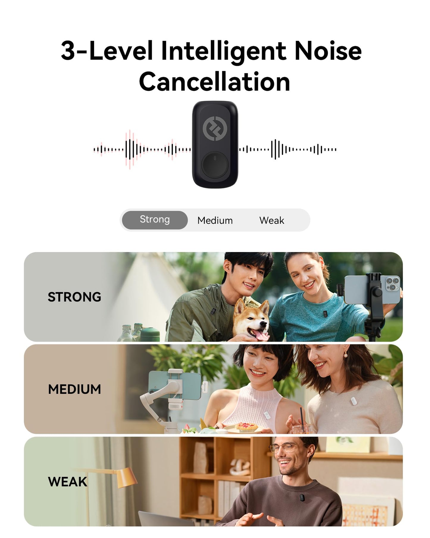 Hollyland Lark A1 Wireless Mini Microphone for iPhone & Android, 48kHz/24-bit, 3-Level Intelligent Noise Cancel, Microphone for YouTube, Podcast, Vlogging (Black, 2TX + 2RX + Charging Case)