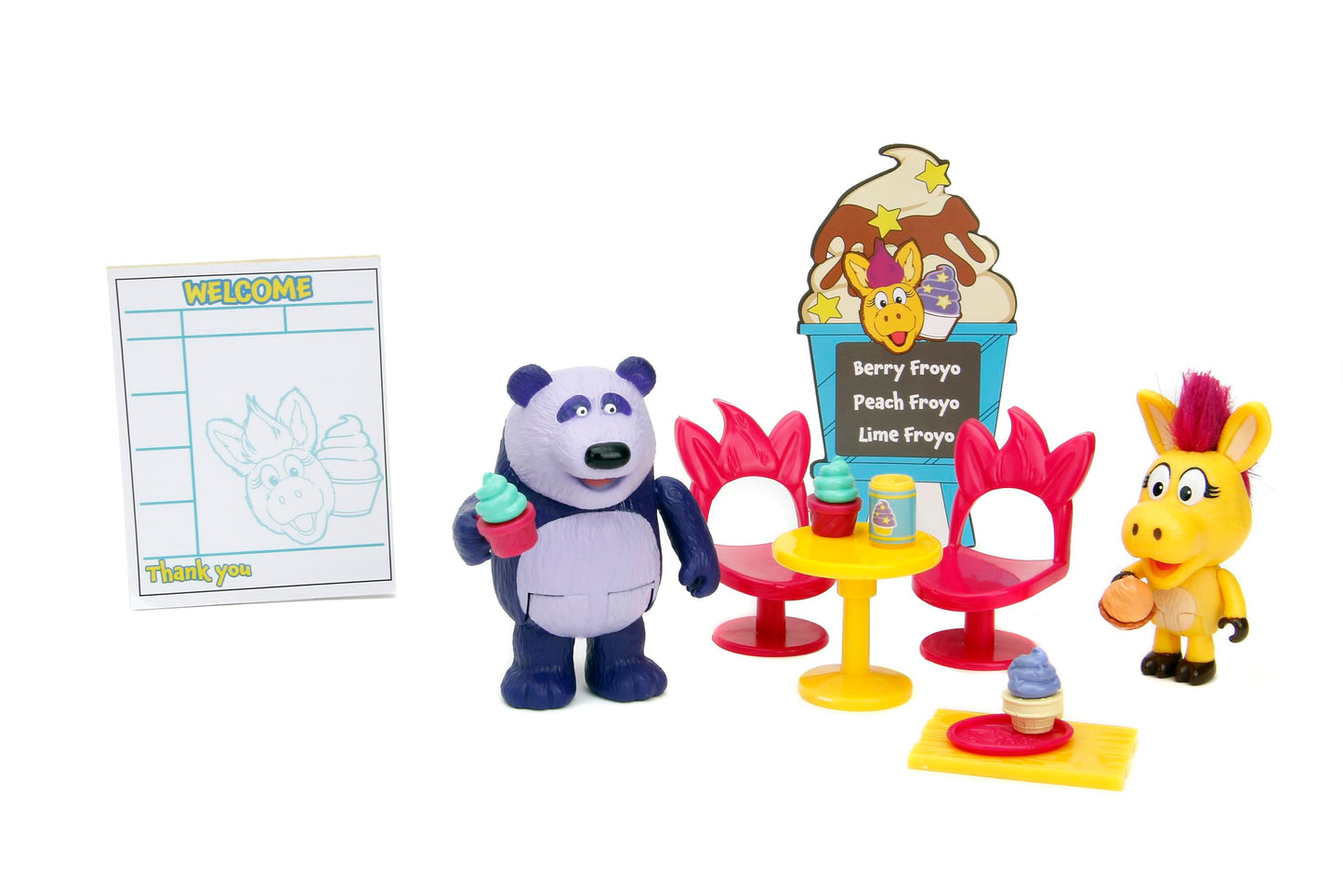 Donkey Hodie House Playset Froyo Frozen Yogurt Truck with Two 3" Flocked Figures + Accessories, Toys for Kids and Adults