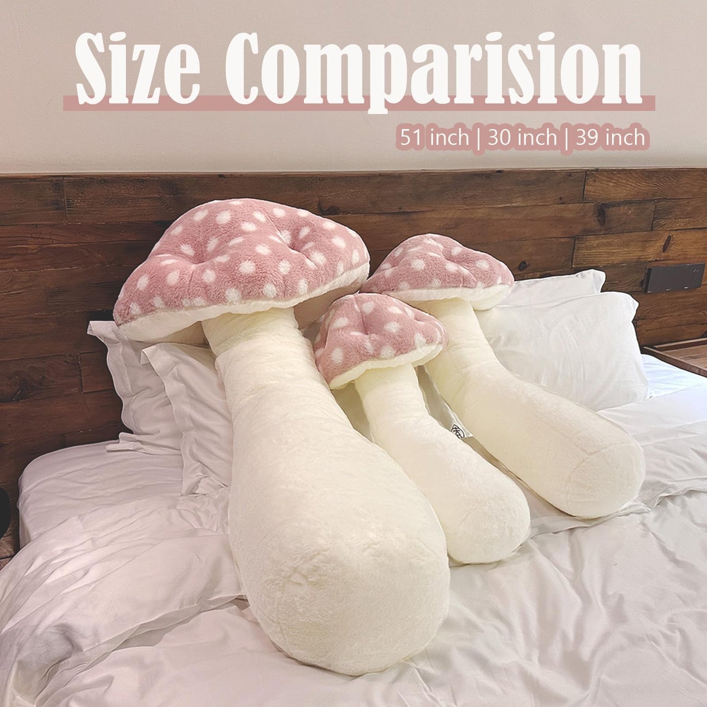 Hofun4U Mushroom Plush Pillow - 51 inch Mushroom Shaped Stuffed Long Pillow - Mushroom Stuffed Pillow - Christmas Birthday Sofa Home Decoration (Pink)