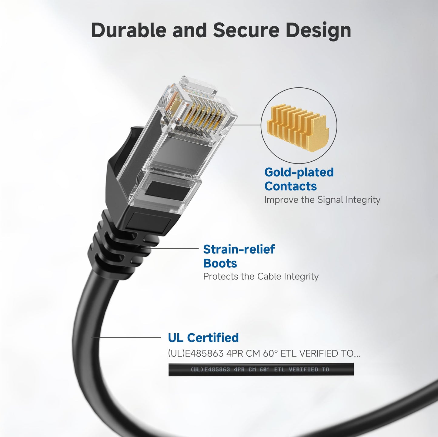 Cable Matters 10Gbps 10-Pack Snagless Cat 6 Ethernet Cable - 10ft, Cat 6 Cable, Cat6 Cord, Ethernet Cord, Black