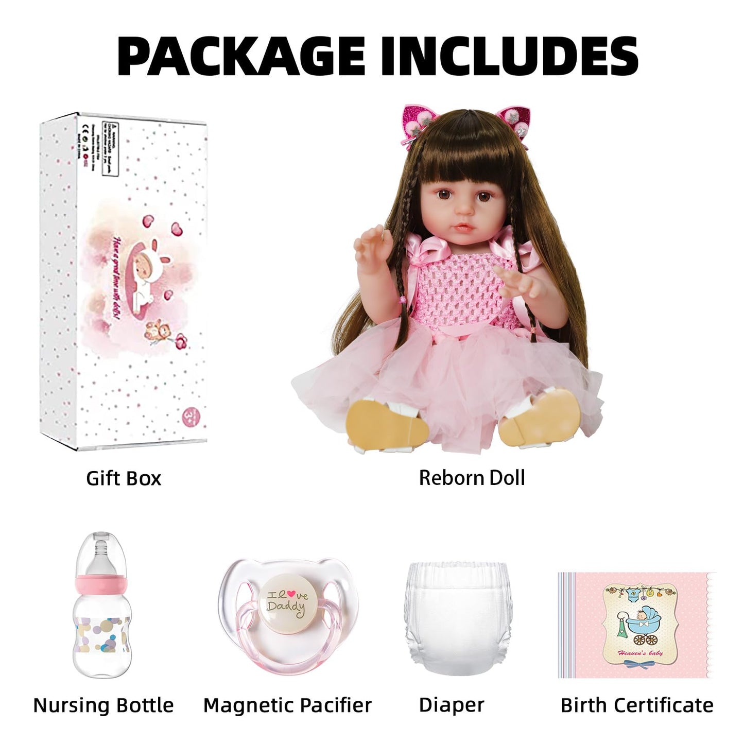 SCOM Lifelike Reborn Dolls Girl -20 Inch Realistic Baby Doll Newborn Baby Dolls，Lifelike Baby Doll Silicone Toddler Clothes Gift Set for Age 3+