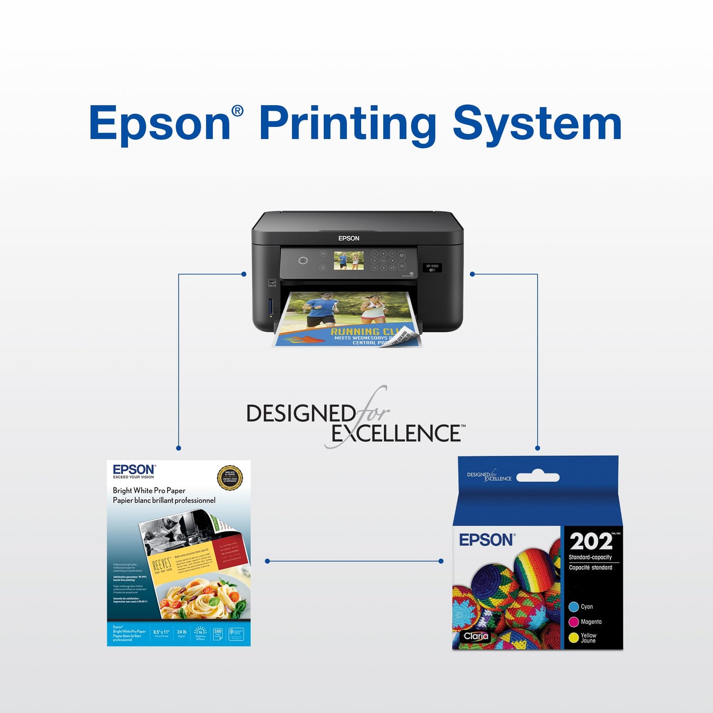 Epson 202 Claria Ink Standard Capacity Black & Color Cartridge Combo Pack (T202120-BCS) Works with Workforce WF-2860, Expression XP-5100