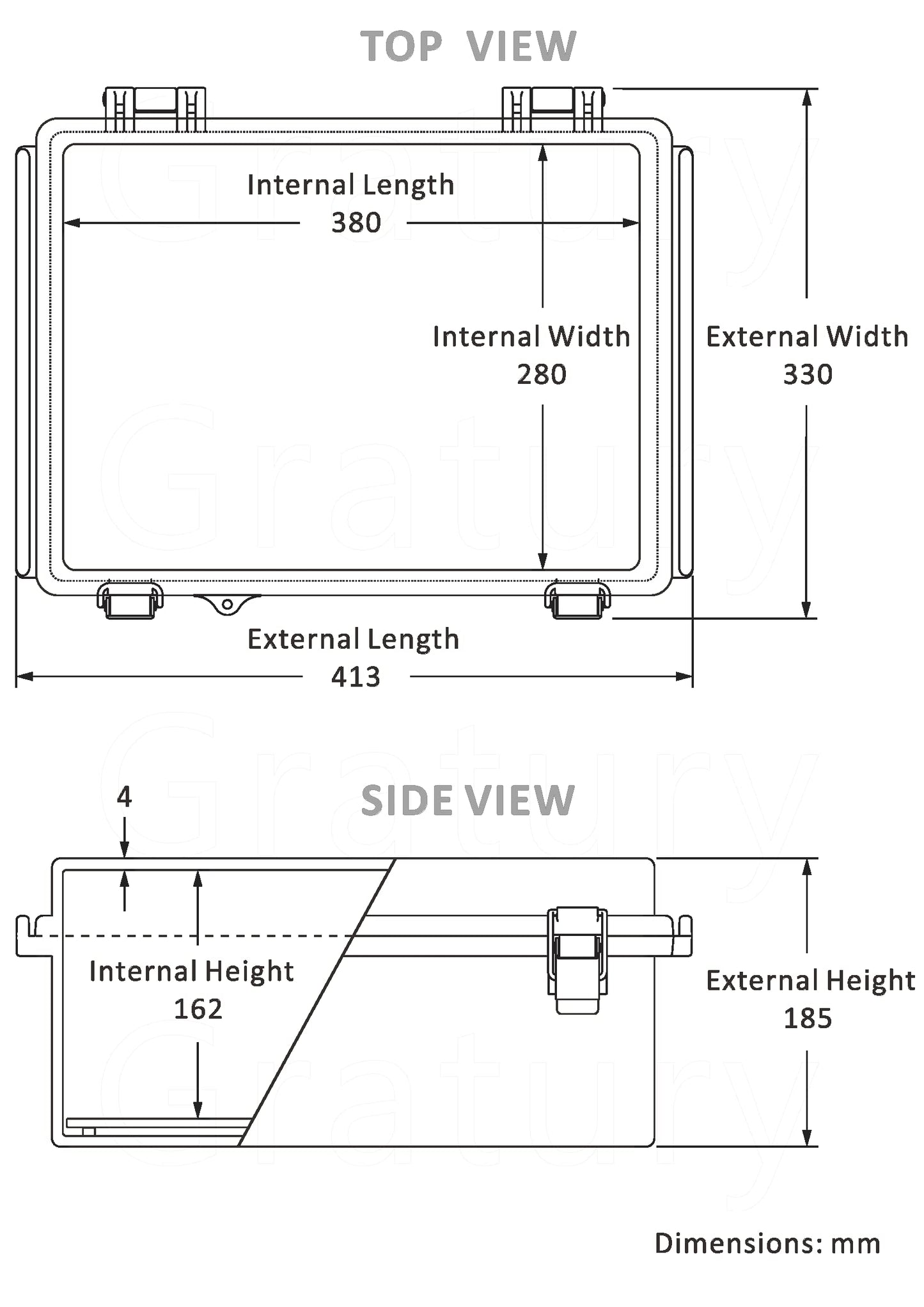 Gratury Junction Box, IP67 Waterproof Plastic Enclosure for Electrical Project, Hinged Grey Cover, Includes Mounting Plate and Wall Bracket 410×310×180mm (16.1"x12.2"x7.1")