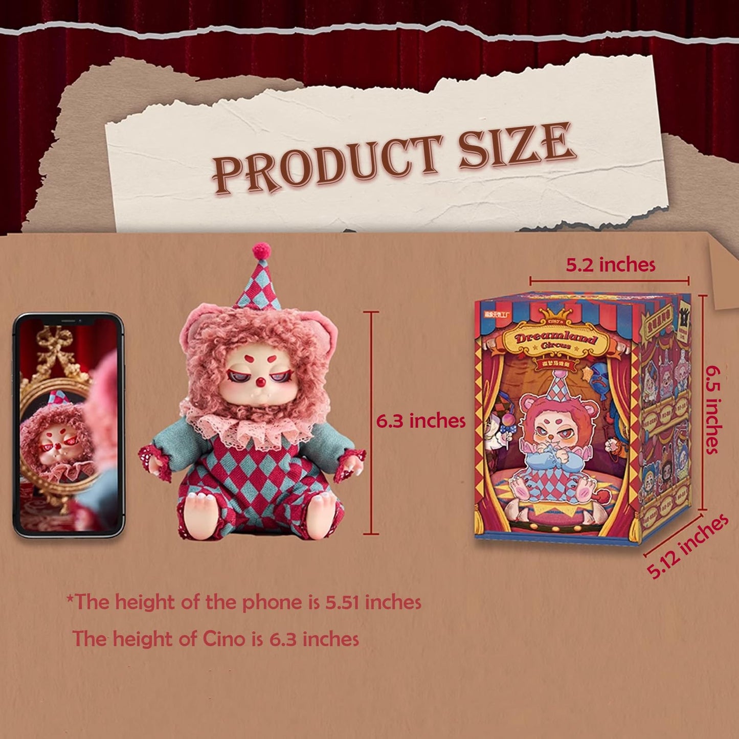 CALEMBOU Plush Doll Blind Box Figures, Timeshare Cino Dream Tour Circus Series Stuffed Mystery Box Toy, Kawaii Mystery Plush Collectible Birthday Gift for Girls (1PC)