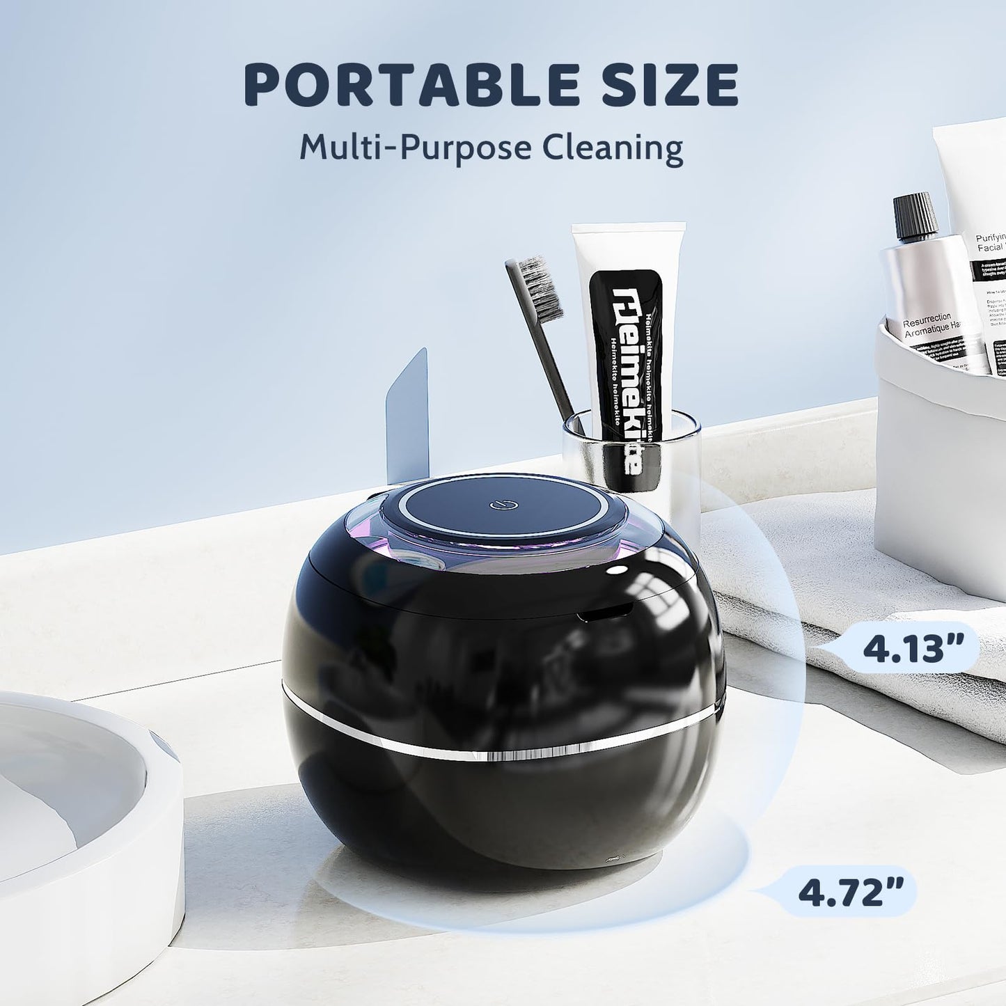 2025 Upgraded Ultrasonic Retainer Cleaner Machine, 43kHz Denture Cleaner, 200ML Retainer Cleaner with Digital Timer Mouth Guard Cleaner for Aligner,Night Guard,Braces,Toothbrush,Jewelry(Black)