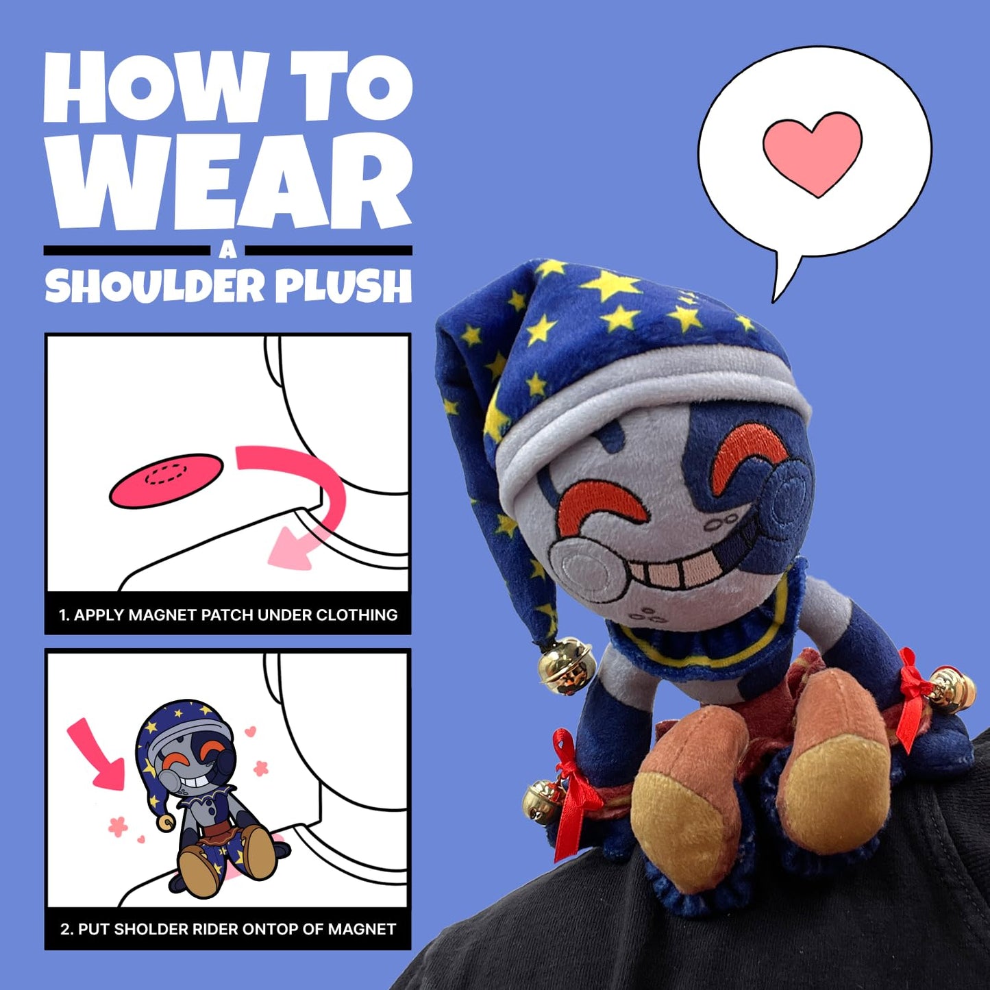 Youtooz FNAF Moon Plush 6" Shoulder Rider Collectible Soft Magnetic Moon Shoulder Rider Plush FNAF Plush Collection
