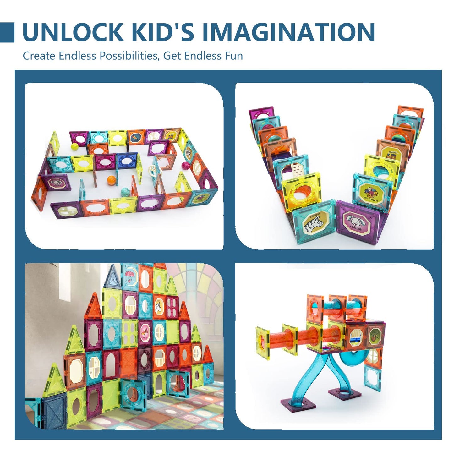 LTKFFFdp Magnetic Building Blocks STEM Educational Toys for Kids Ages 4-12, Ball Track and 3D Stacking Construction Set