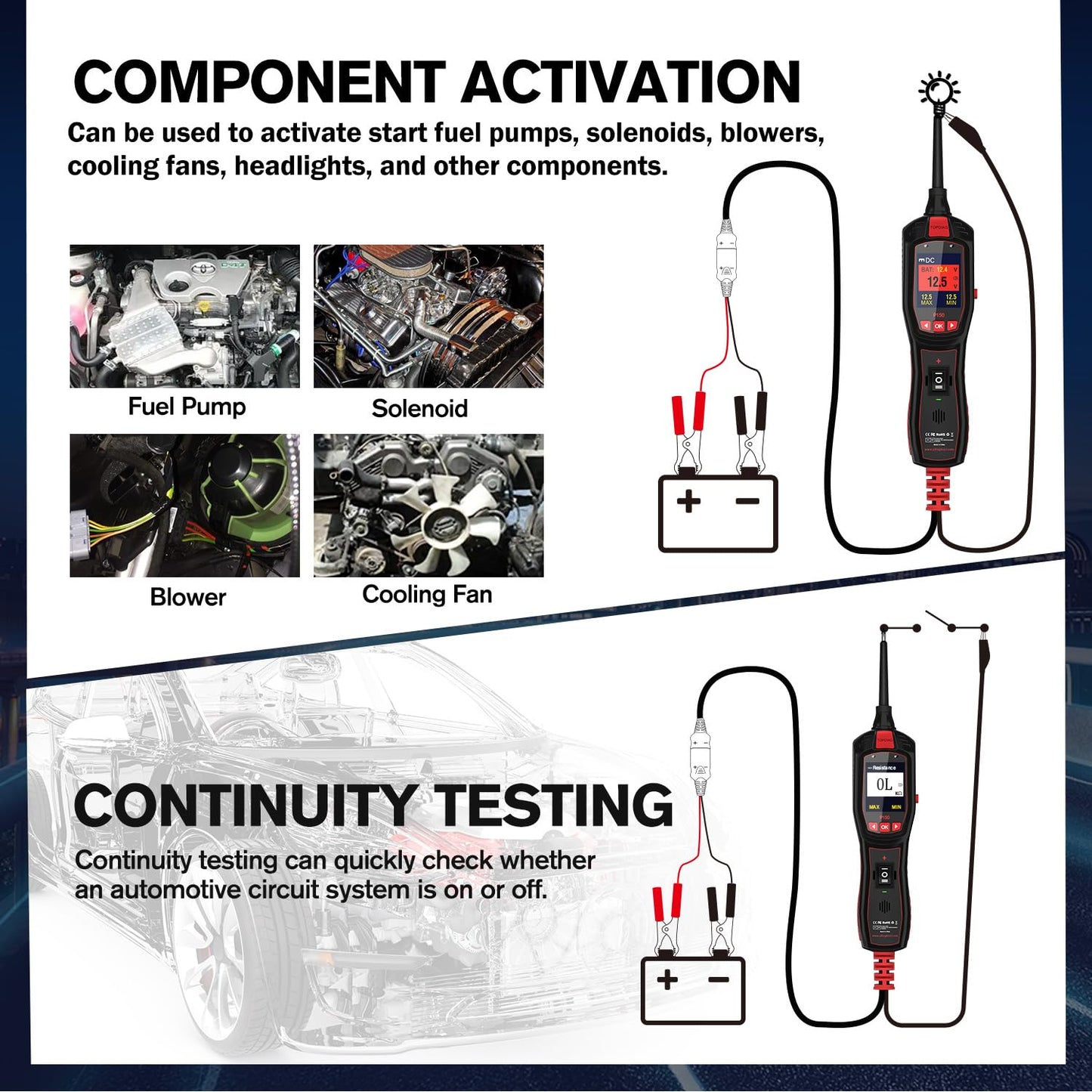 Electrical Tester for 6V-30V Cars, Short Circuit Breaker Finder Tool, Automotive Circuit Tester, Voltage Tester, P150