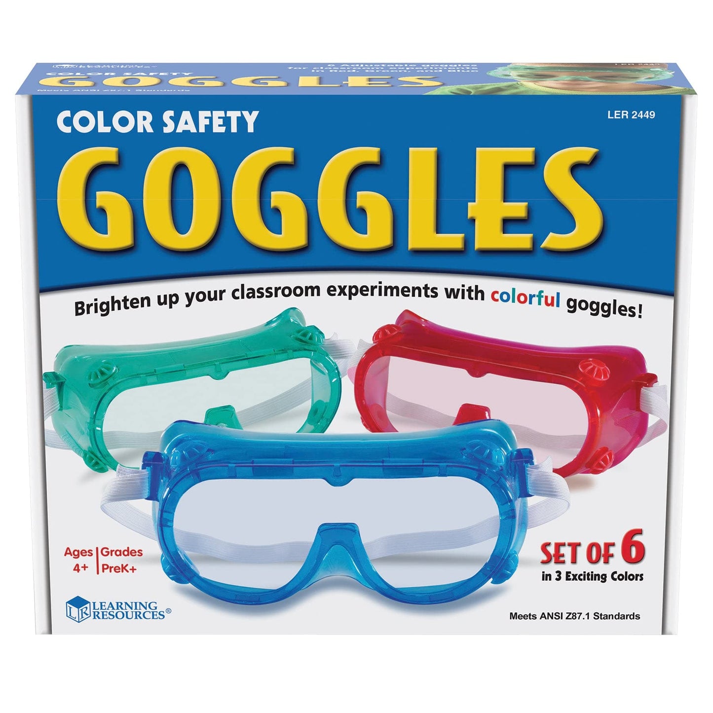 Learning Resources Colored Safety Goggles, Set of 6, Ages 4+, Classroom Accessories