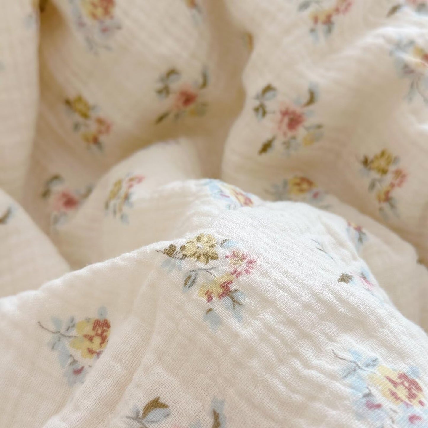 BuLuTu Muslin Nursery Blanket for Toddlers Girls Boys Baby Quilt Soft Cotton Toddler Blanket Crib Quilt for All Seasons, Lightweight Breathable, Washable, Azalea Pattern, 47x59 Inches