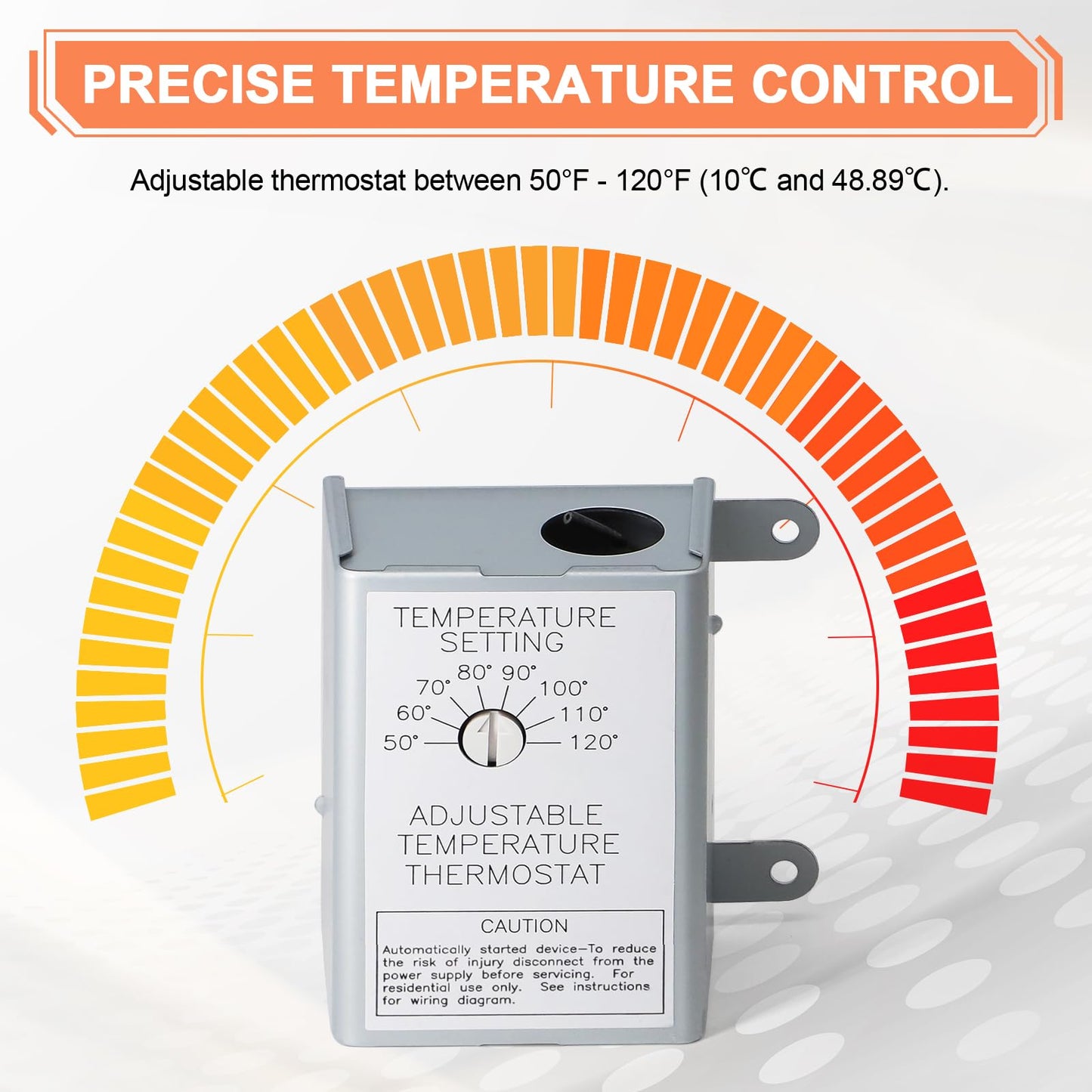 Hiorucet F0510B2944 Attic Fan Motor with 120V Adjustable Thermostat Switch for Power Attic Ventilators and Exhaust Fan, F0510B2497 F0510B2705 Motor for Lomanco 2000&1800, 58033 Temperature Controller.