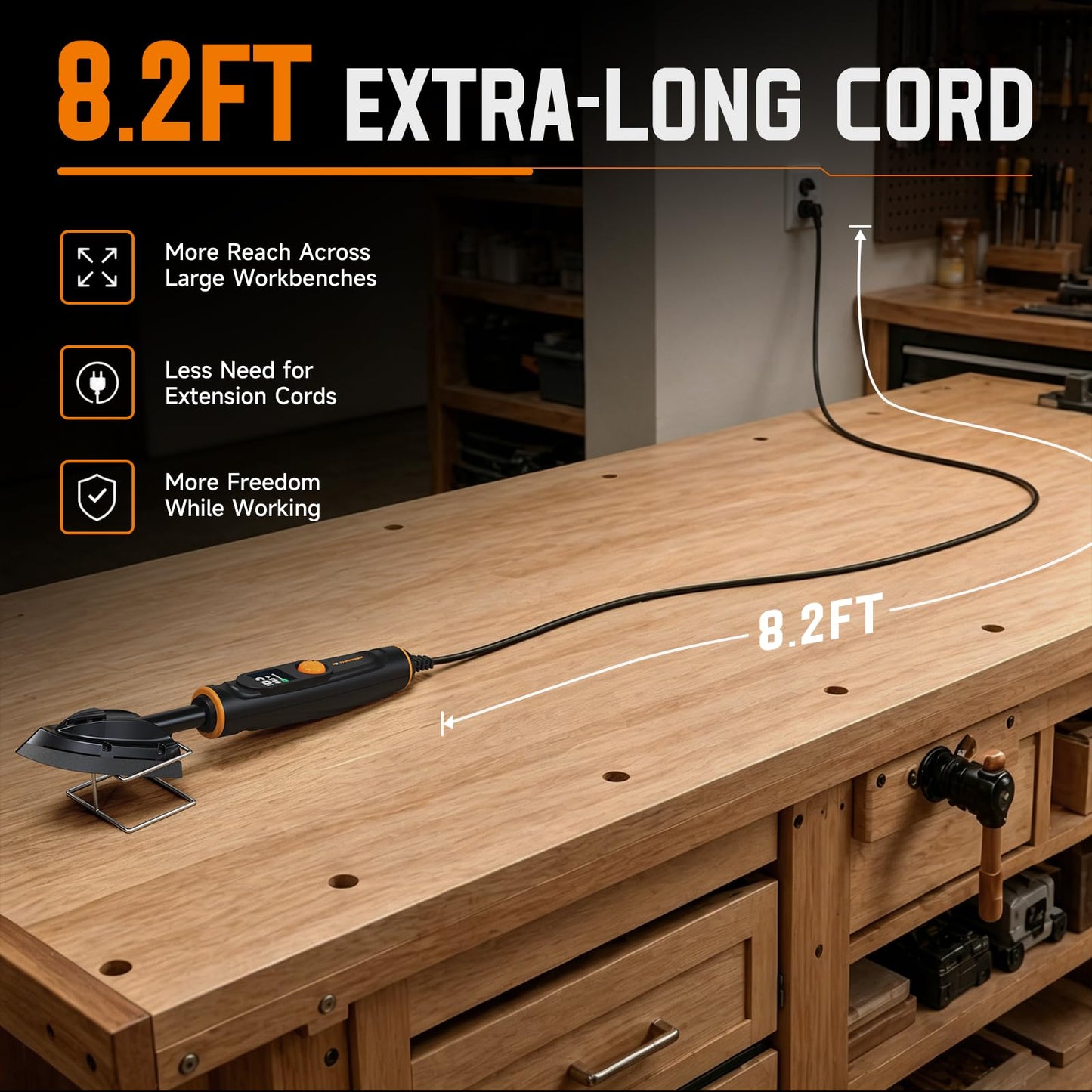 THARREX Digital Edge Banding Iron with LCD Screen | Extra-Long 8.2 ft Cord | Adjustable Temperature for Woodworking, Veneer & Crafts, RC Hobbies