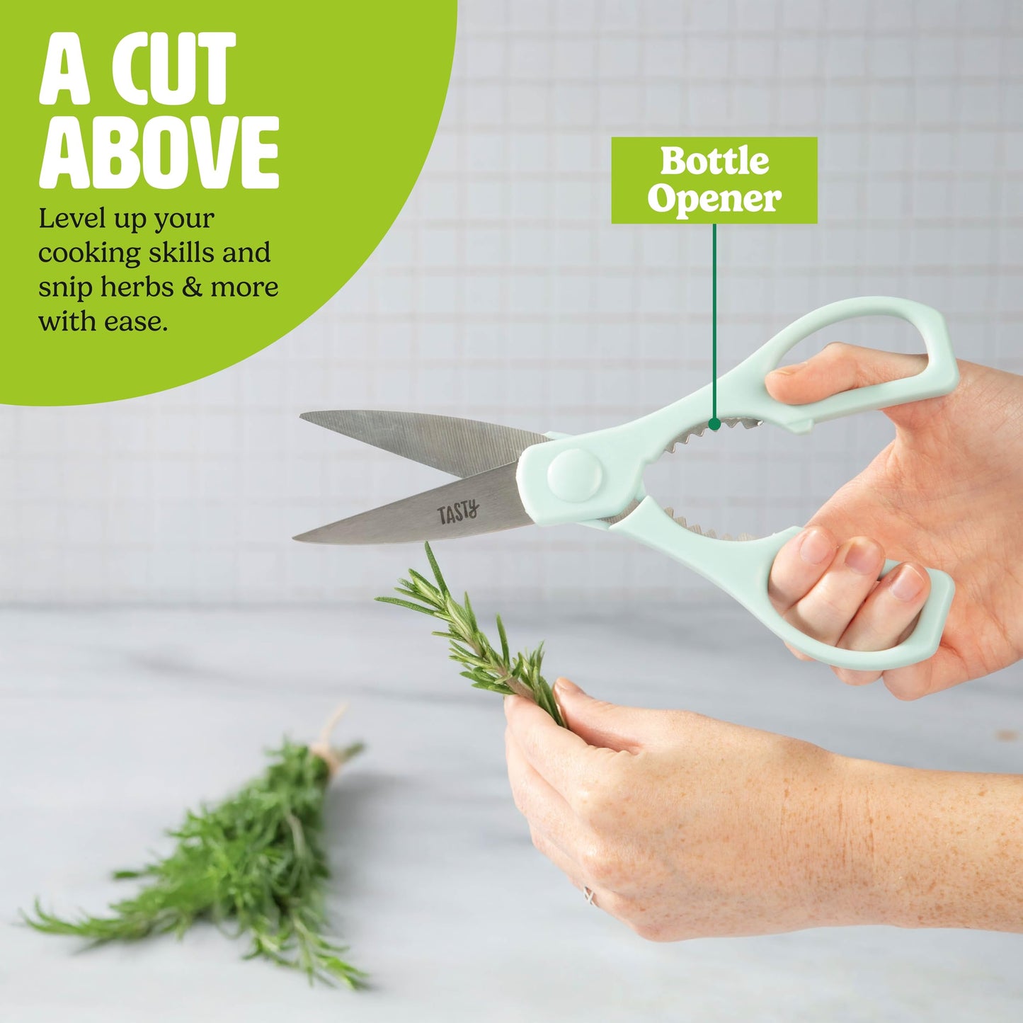 Tasty Kitchen Knife Set with Block, Cutlery Set includes Chef, Bread, Utility, Paring, Steak Knives & Shears, 10-Piece, Aqua