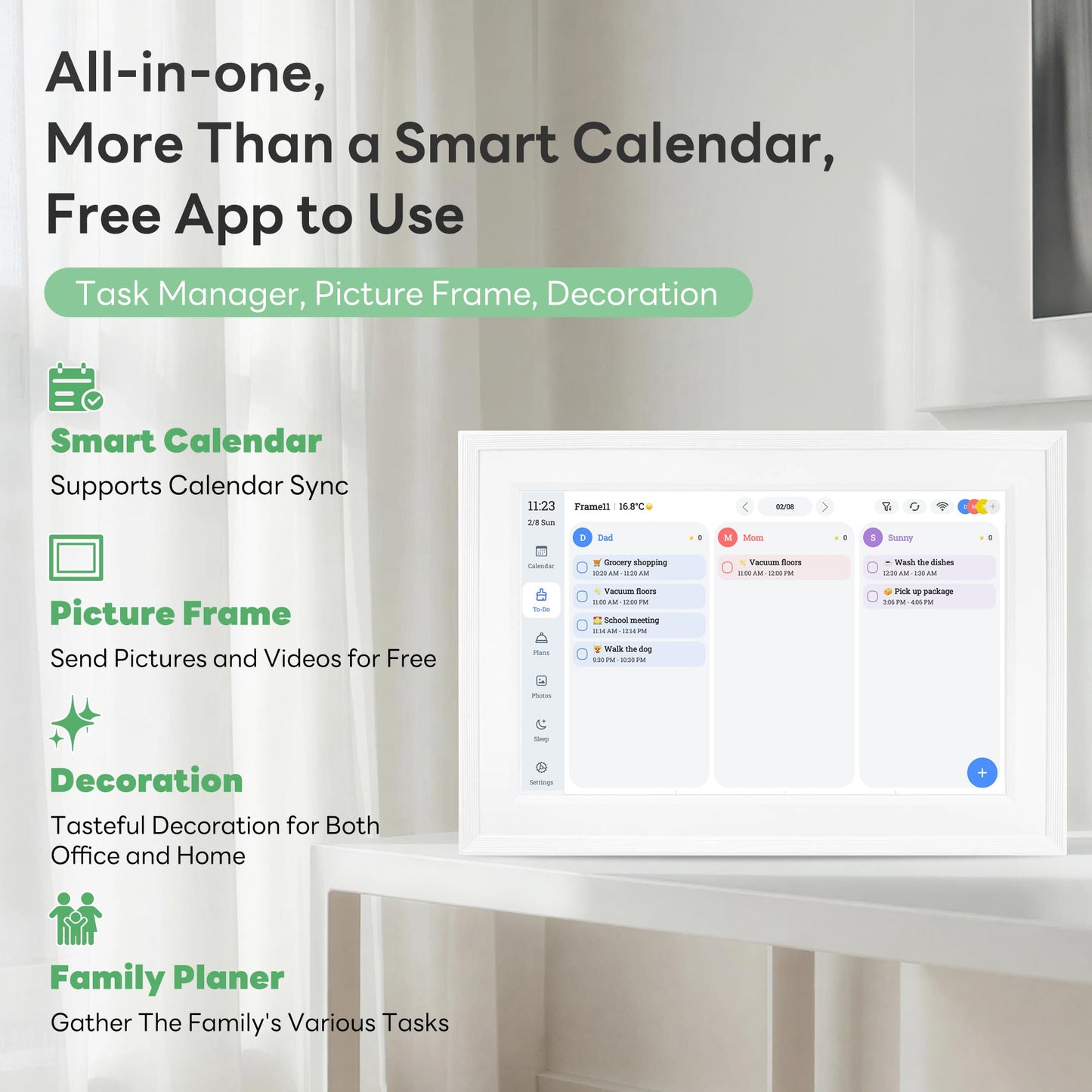 10.1-Inch Smart Digital Calendar, Interactive Touch Screen, HD Display, Wall-Mountable Family Organizer with Chore Chart, To-Do Lists & App Sync for Home & Office, Thoughtful Mother's Gift for Her