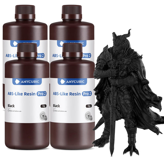 ANYCUBIC ABS-Like Resin Pro 2 Bundle, Upgraded 8K 3D Printer Resin with Enhanced Strength and Toughness, Wide Compatibility for All LCD Resin 3D Printers (4Packs*1kg Black, 4kg in Total)
