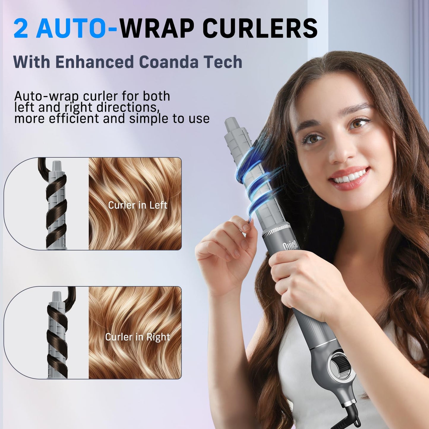 5 in 1 Hair Dryer Brush, QUICO Hair Styler 110,000 RPM 7X Faster Hair Dryers for Women 500 Million Negative Ionic Volumize Blow Dryer Brush, Hair Straightener, Air wrap Hair Styler Curl No Heat Damage
