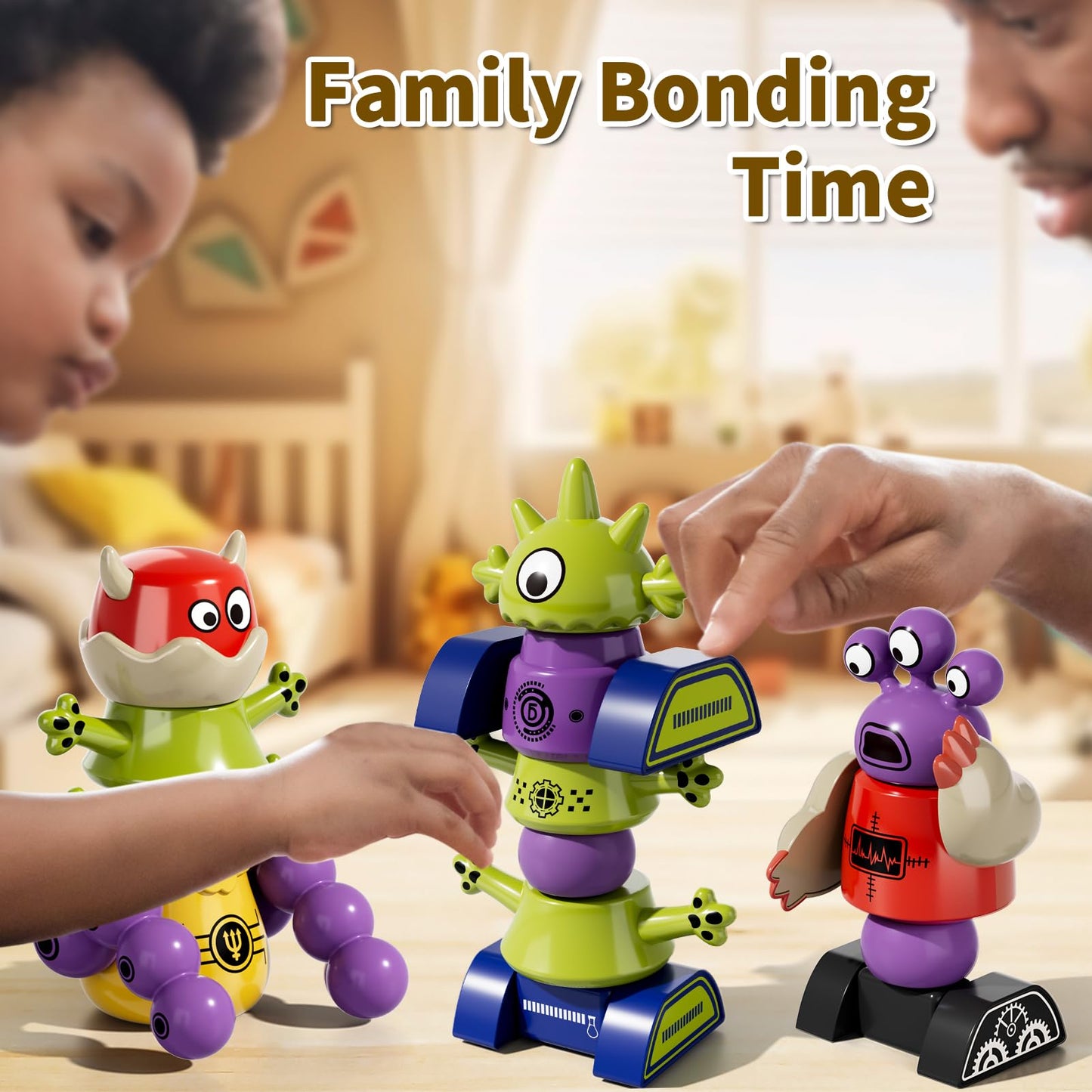 BLmukce Magnetic Robot Toy for Kids 3-5, 35 PCS STEM Educational Playset with Storage Box, DIY Stacking Monster Robots, Toddler Creative Building Toys Gift for Boys Girls (Christmas Birthday)
