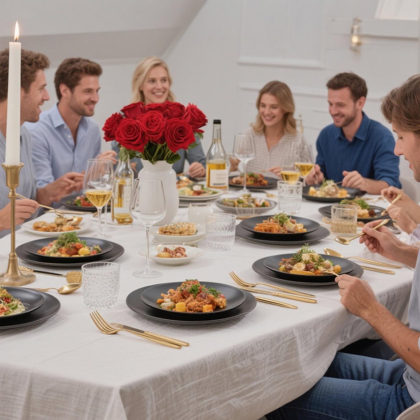 EI enjonirinjonir 80pcs Black Plastic Plates Disposable for Dinner,10.25inch Party Plates Disposable Heavy Duty,Elegant Matte Plastic Plate Frosted is Ideal for Wedding/Birthday/Graduation Decorations