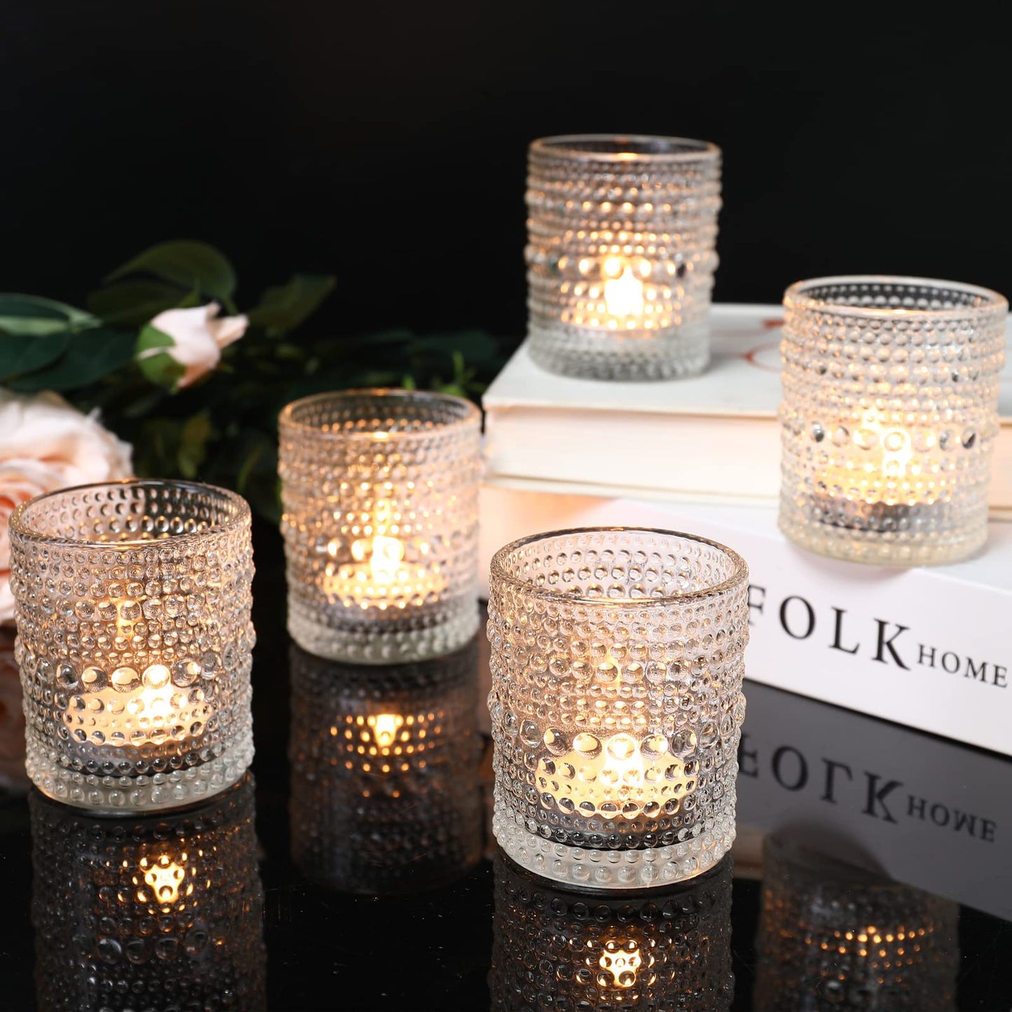 48pcs Votive Candle Holders for Home Decor, Clear Glass DIY Wax Filling Tealight Candle Holders, Tea Light Candles Holder for Wedding Table Decoration