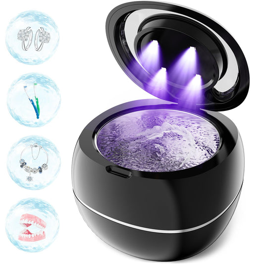 2025 Upgraded Ultrasonic Retainer Cleaner Machine, 43kHz Denture Cleaner, 200ML Retainer Cleaner with Digital Timer Mouth Guard Cleaner for Aligner,Night Guard,Braces,Toothbrush,Jewelry(Black)