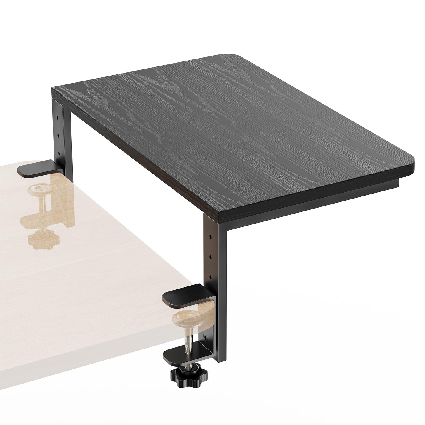 ART-GIFTREE Desk Extender, 15-inch Clamp-On Desk Shelf, Height-Adjustable Desktop Shelf Organizer for Monitors Office and Gaming Accessories, Arm Support Table Extension, 44lbs Heavy Duty, Black
