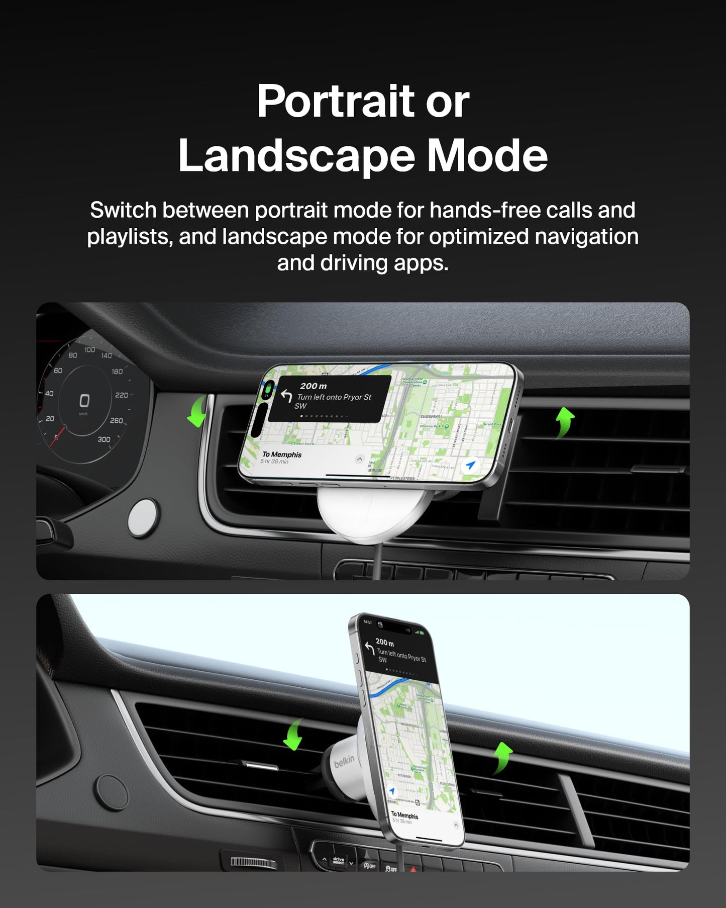 Belkin Wireless Car Charger 15W - MagSafe-Compatible Magnetic iPhone Charger - Qi2-Certified Wireless Charger, Magnetic Car Vent Phone Mount for iPhone 16, iPhone 15, iPhone 14, 13, & 12 Series - Grey