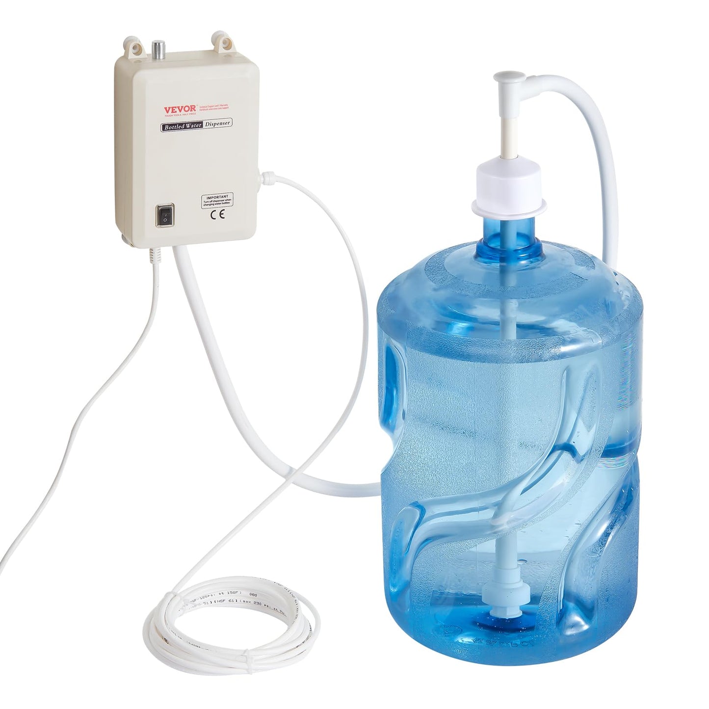 VEVOR Bottled Water Dispenser Pump System, 5 Gallon Dispensing System, Automatic Electric Water Dispenser, Single Inlet Water Jug Pump, Compatible Use with Coffee/Tea Machine, Refrigerator, Ice Maker
